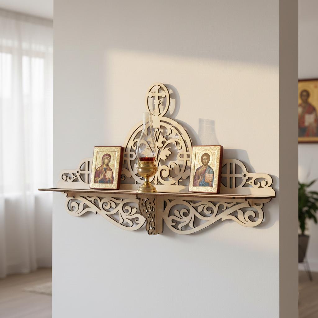 Wooden Icon Shelf, Orthodox Iconostasis, Prayer Corner Shelf, Christian Home Decor