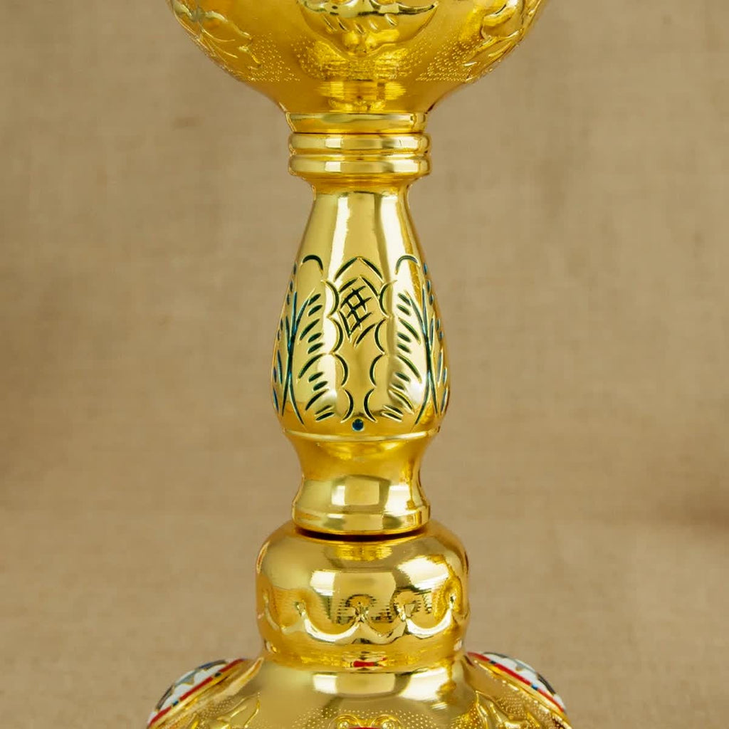 Orthodox Eucharistic accessories: chalice, paten, spoon, ewer. Holy Communion set.