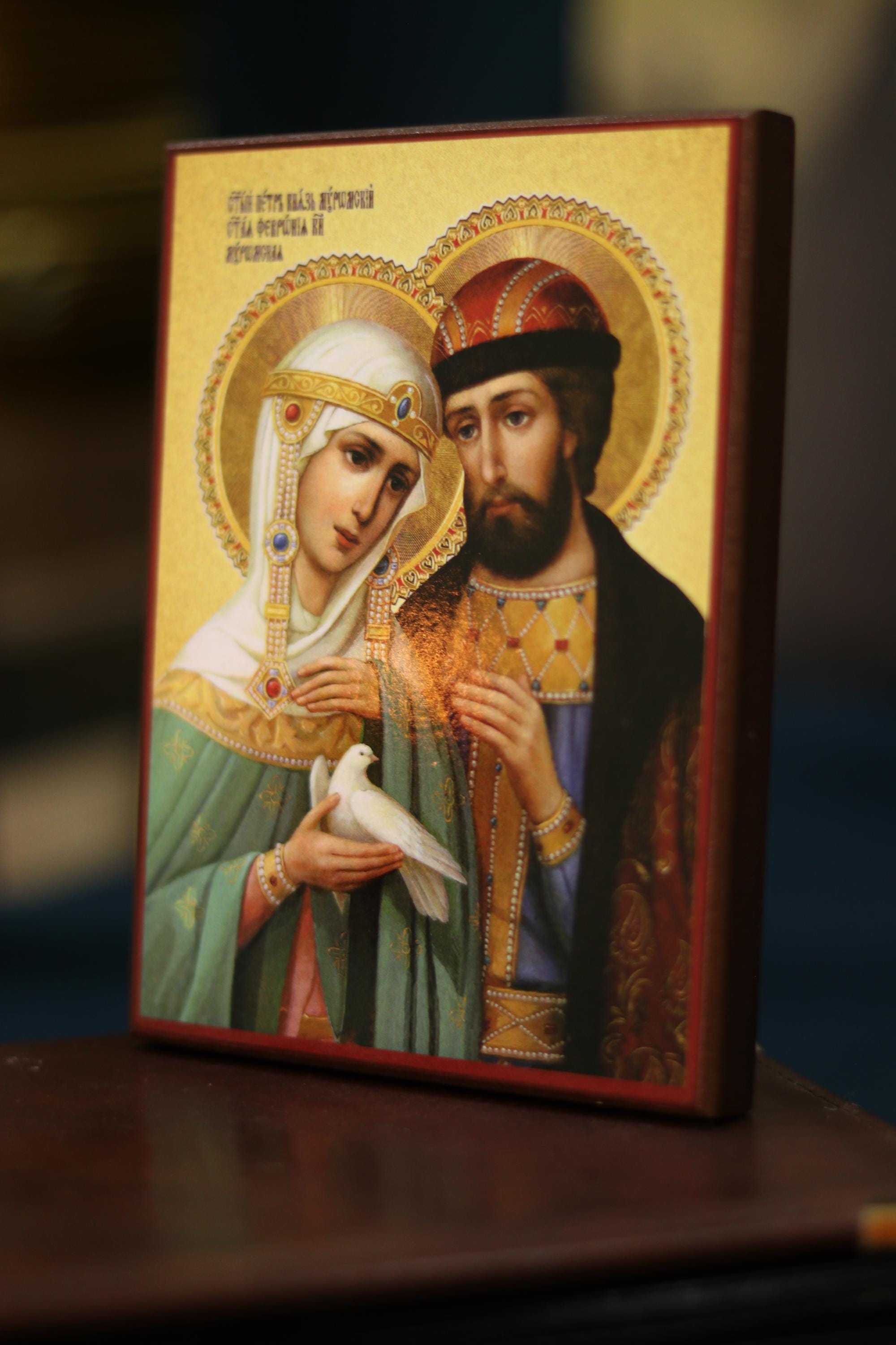 Orthodox Wedding Icon Pair, Sts Peter and Fevronia Orthodox Icon Wooden Icon
