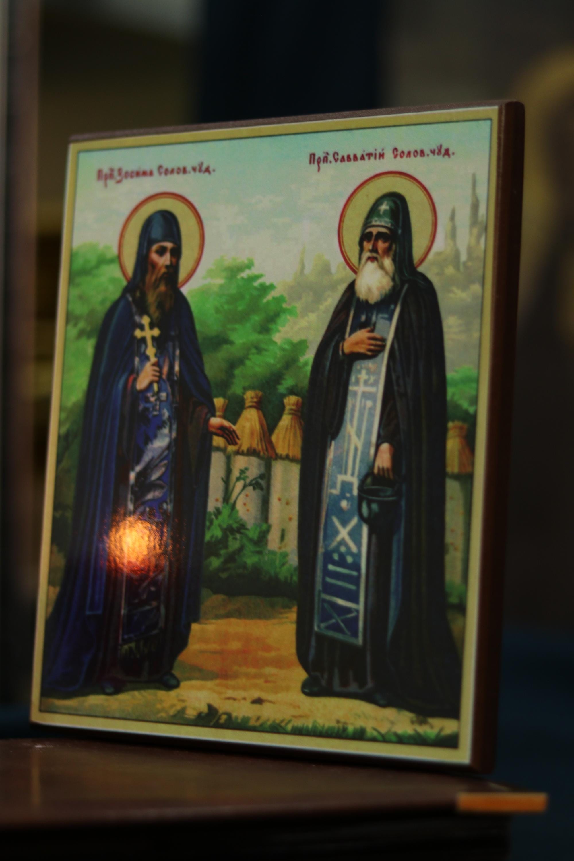 Saints Saints Zosima and Savvatiy of Valaam Icon Wooden Orthodox 6.3x4.7in