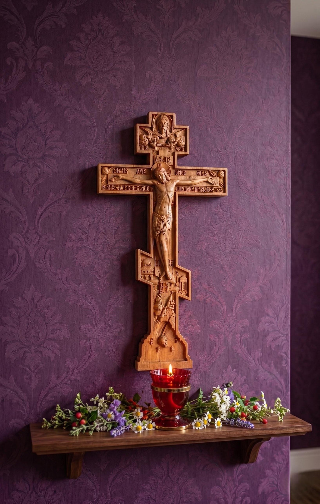 Wooden Orthodox Cross 8 12 16 20 Inch, Wooden Cross, Crucifix, Jesus Christ Cross, Orthodox Cross, Wall Cross, Christian Decor