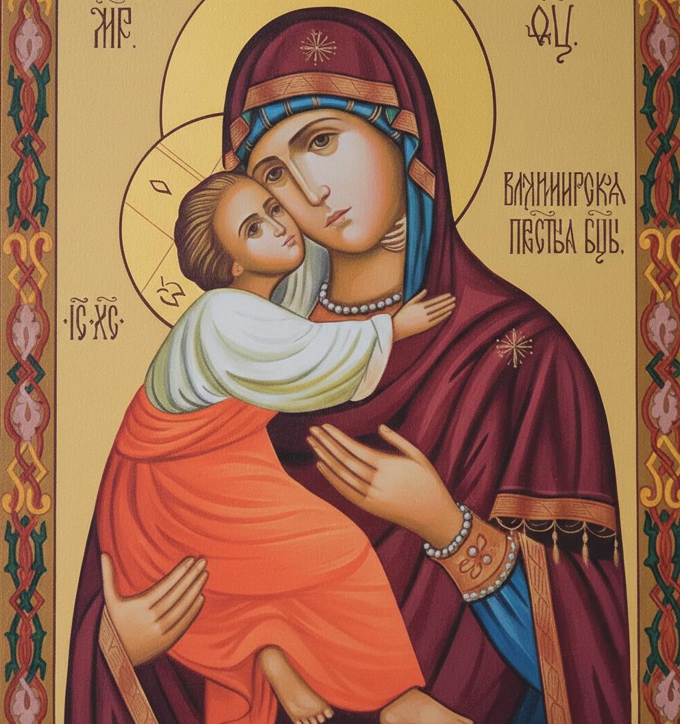 Vladimir Mother Of God Orthodox Icon Wooden Icon , Christian Decor, Prayer