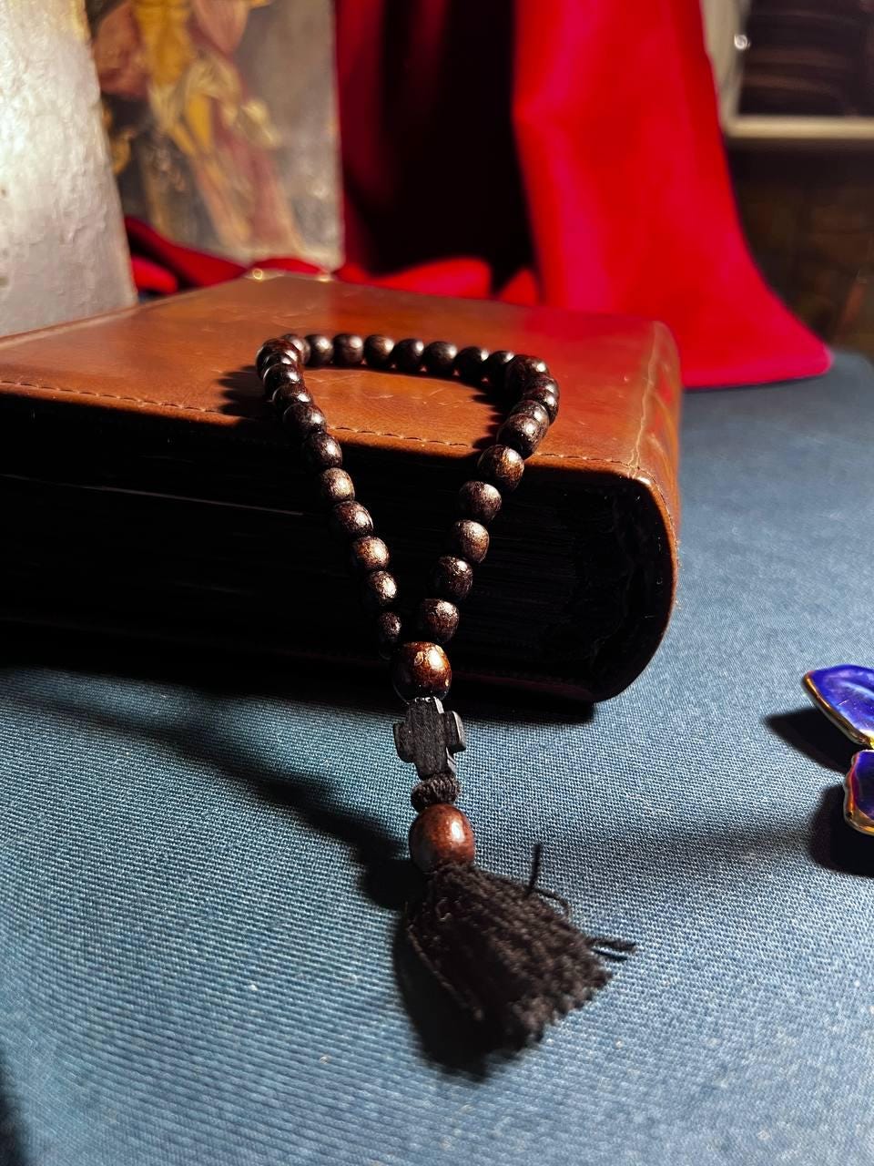 Orthodox Wooden Prayer Beads with Tassel – Handmade Black Wood Orthodox rosaries, prayer beads, first communion