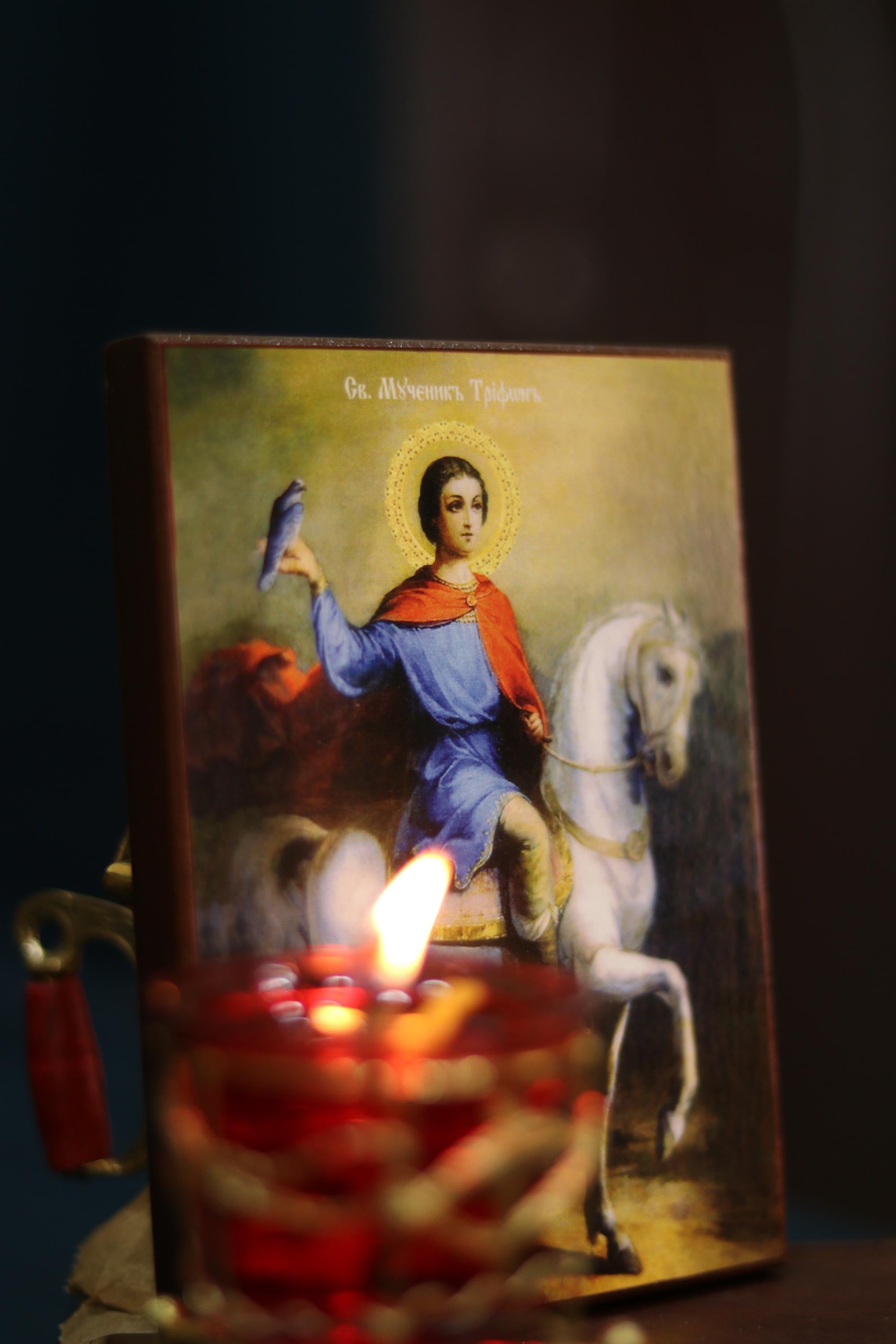 Saint Tryphon on Horse Icon Wooden Icon Orthodox Icon