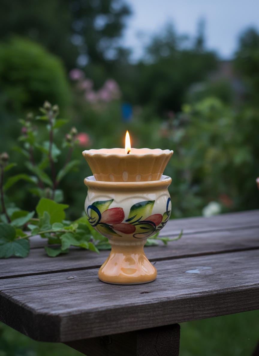 Orange Ceramic Table Oil Lamp 4.3in, Icon Lamp, Vintage Oil Candle, Retro Prayer Lamp, Orthodox Lamp, Religious Gift
