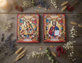 Wood Wedding Icons 7.8x6.1 in, Orthodox Icons, Ever Blooming Flower Icon, Jesus Christ Icon.