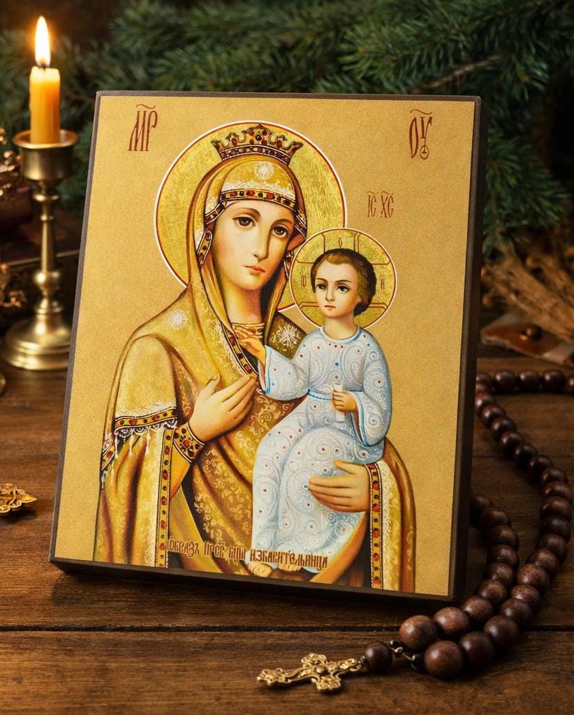 Orthodox Wooden Icon of the Mother of God Zbavytelka, Virgin Mary