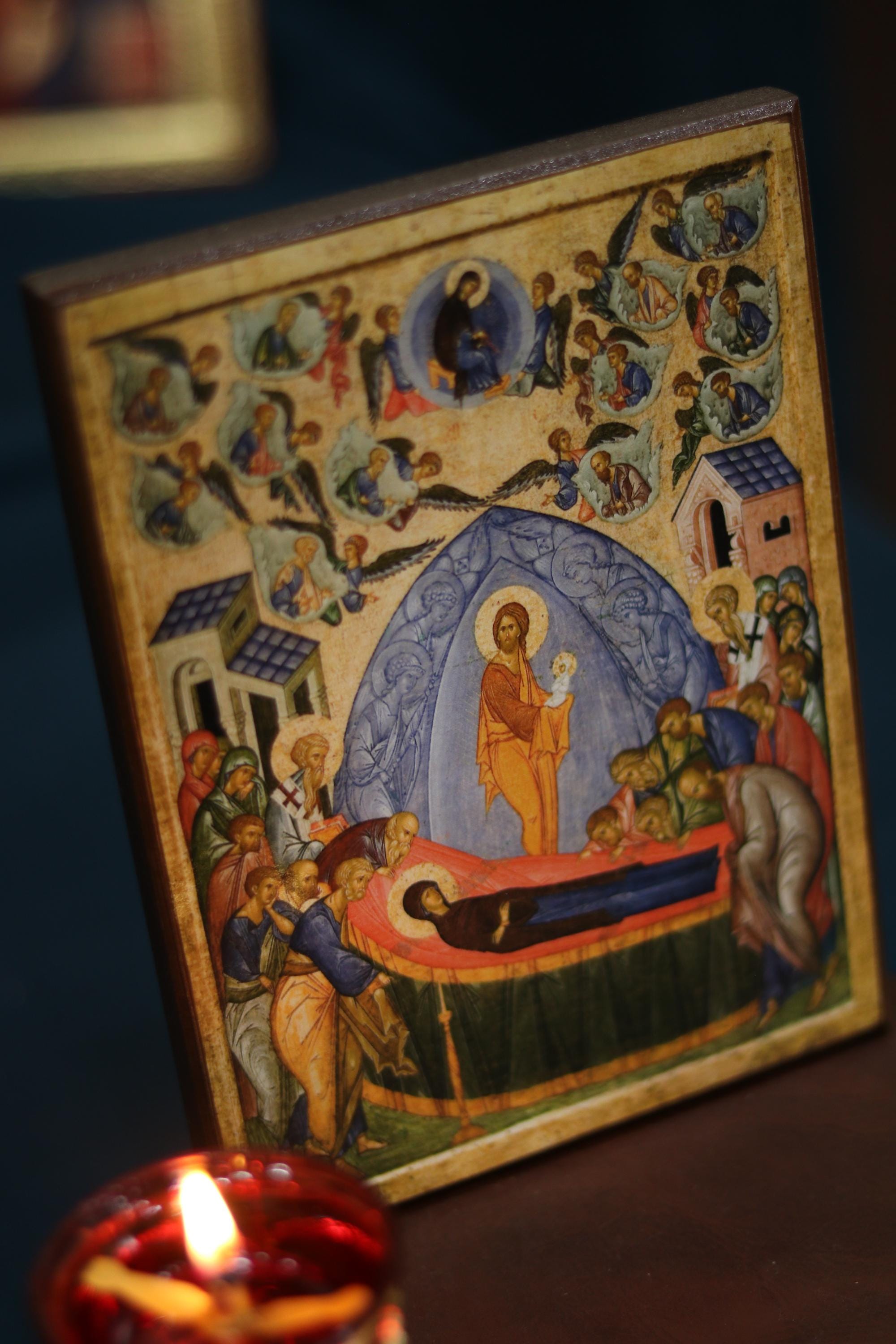 Dormition of the Theotokos Icon, Wooden Icon Orthodox Christian Icon