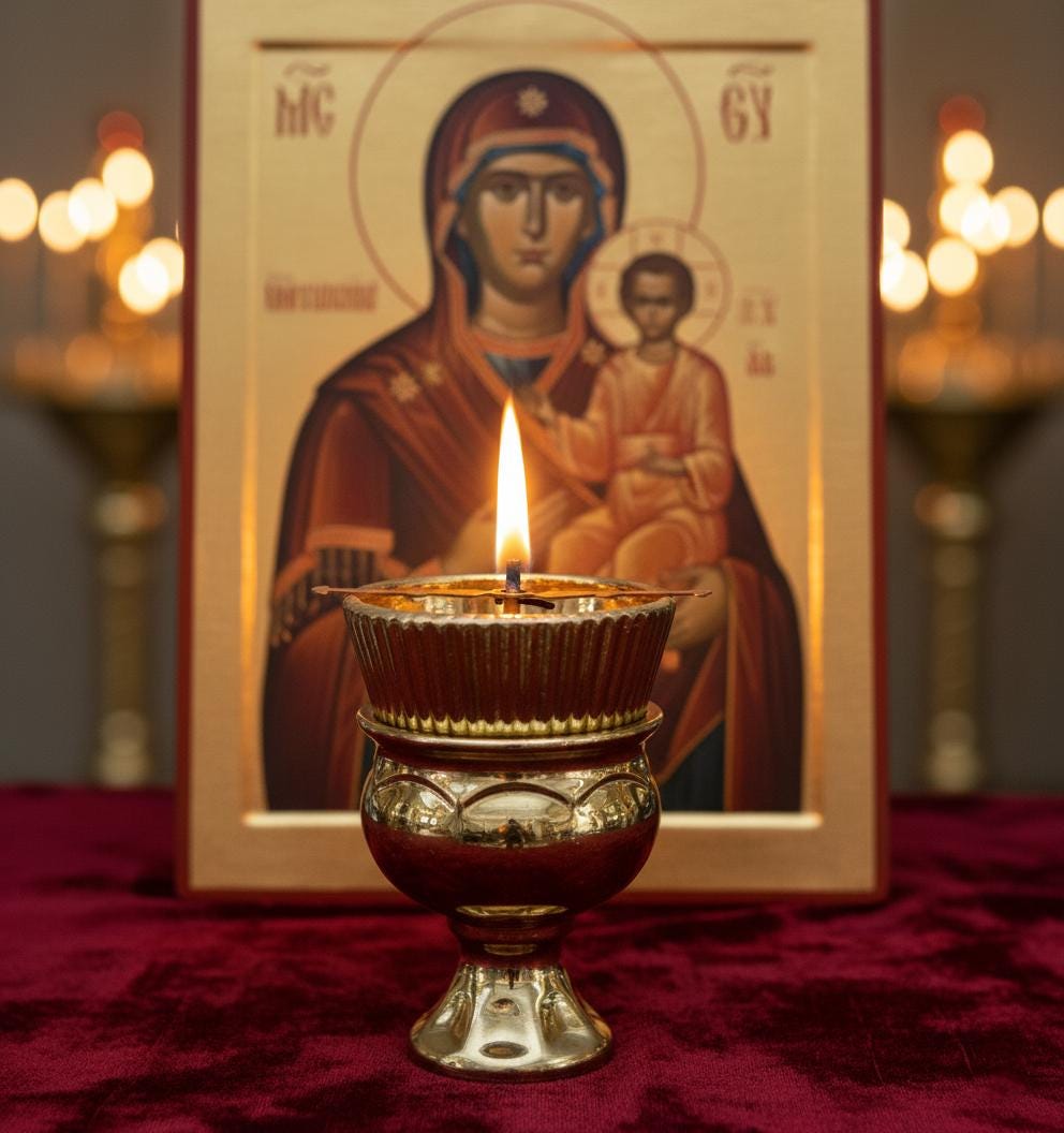 Orthodox Ceramic Handmade Oil Lamp 4.7 in