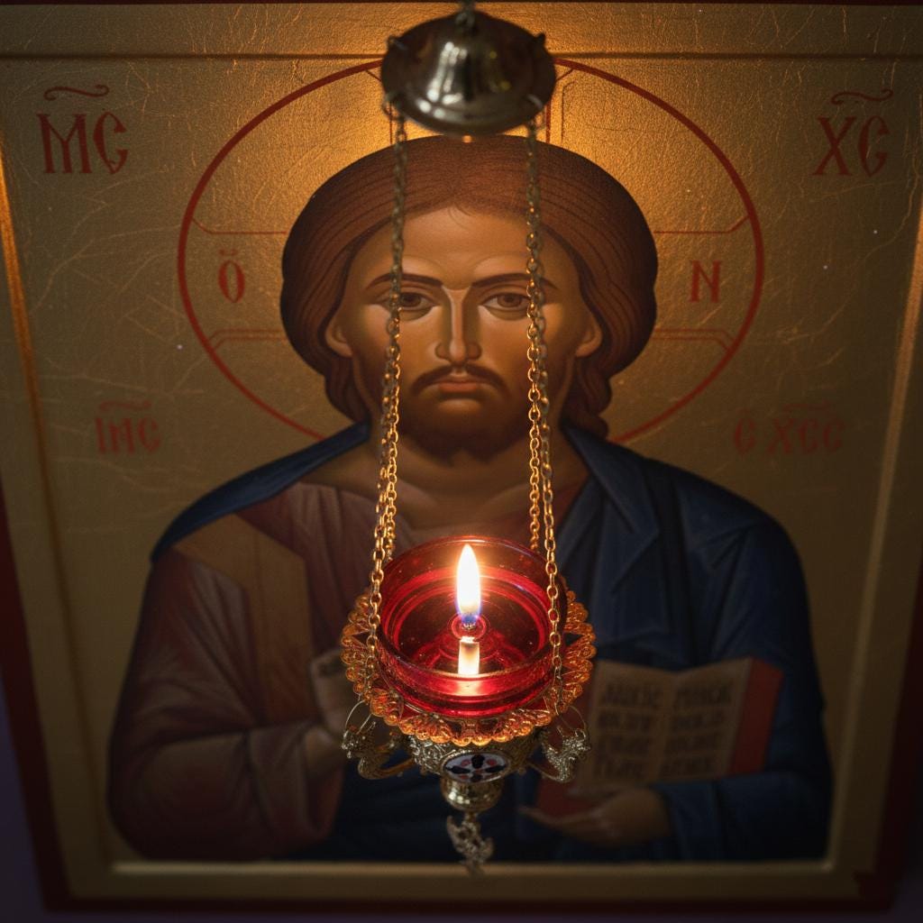 Brass Hanging Oil Lamp, Orthodox Lampada, Byzantine Church Lamp, Icon Lamp, Prayer Corner Decor, Orthodox Gift