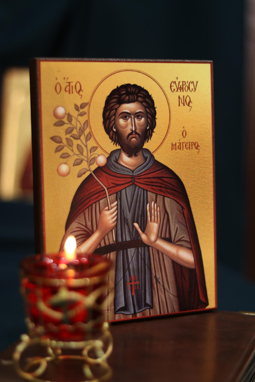 Orthodox Icon of Saint Euphrosynos the Cook – Wooden Icon Christian Icon
