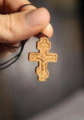 Orthodox Wooden Cross Pendant – Compressed Wood, Jesus Crucifix, Blessed in Church, Orthodox cross, Orthodox icon