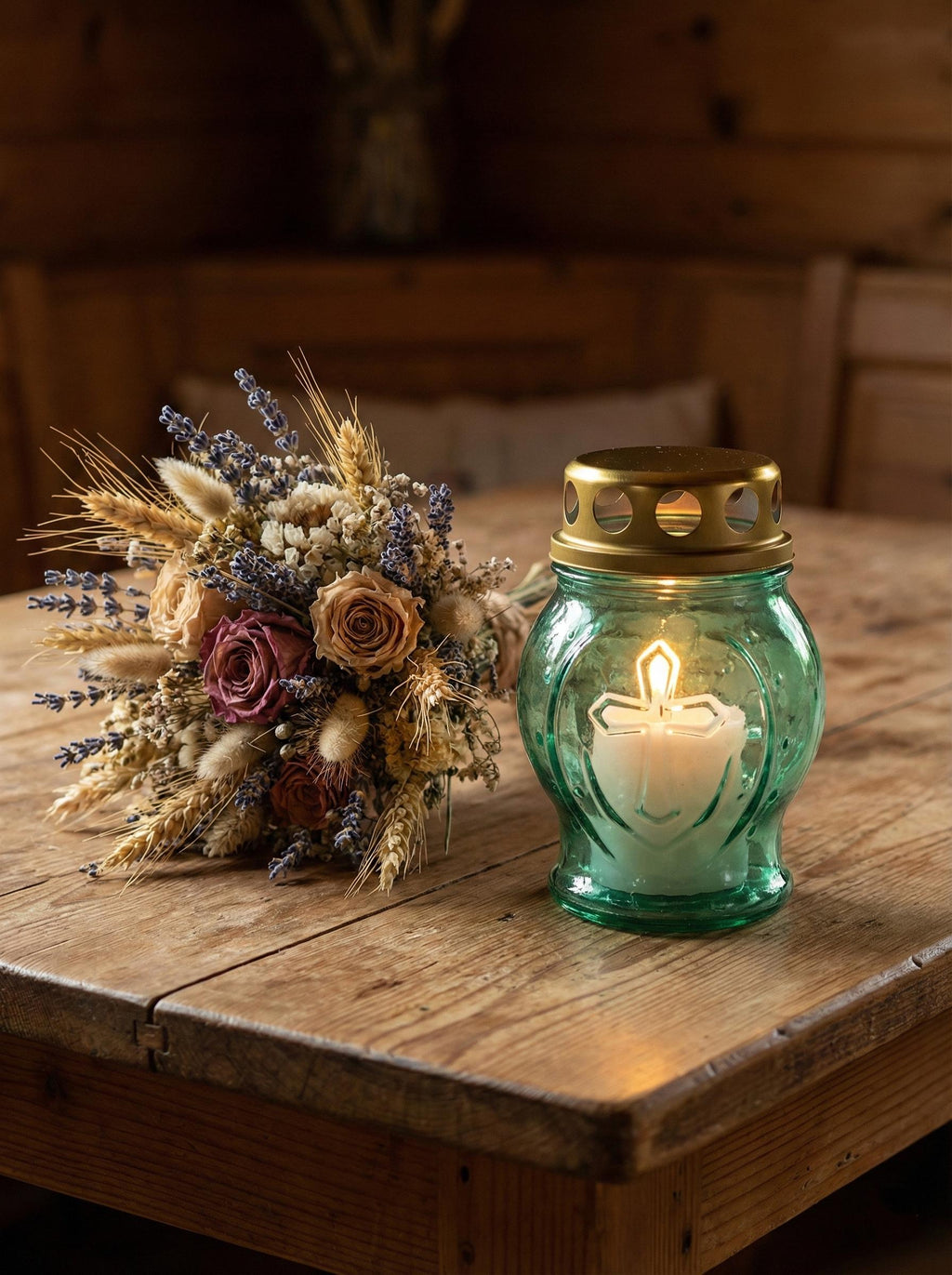 Memorial Glass Candle Lamp Set | Lamp + 8-Hour Candle | Orthodox Memorial Light