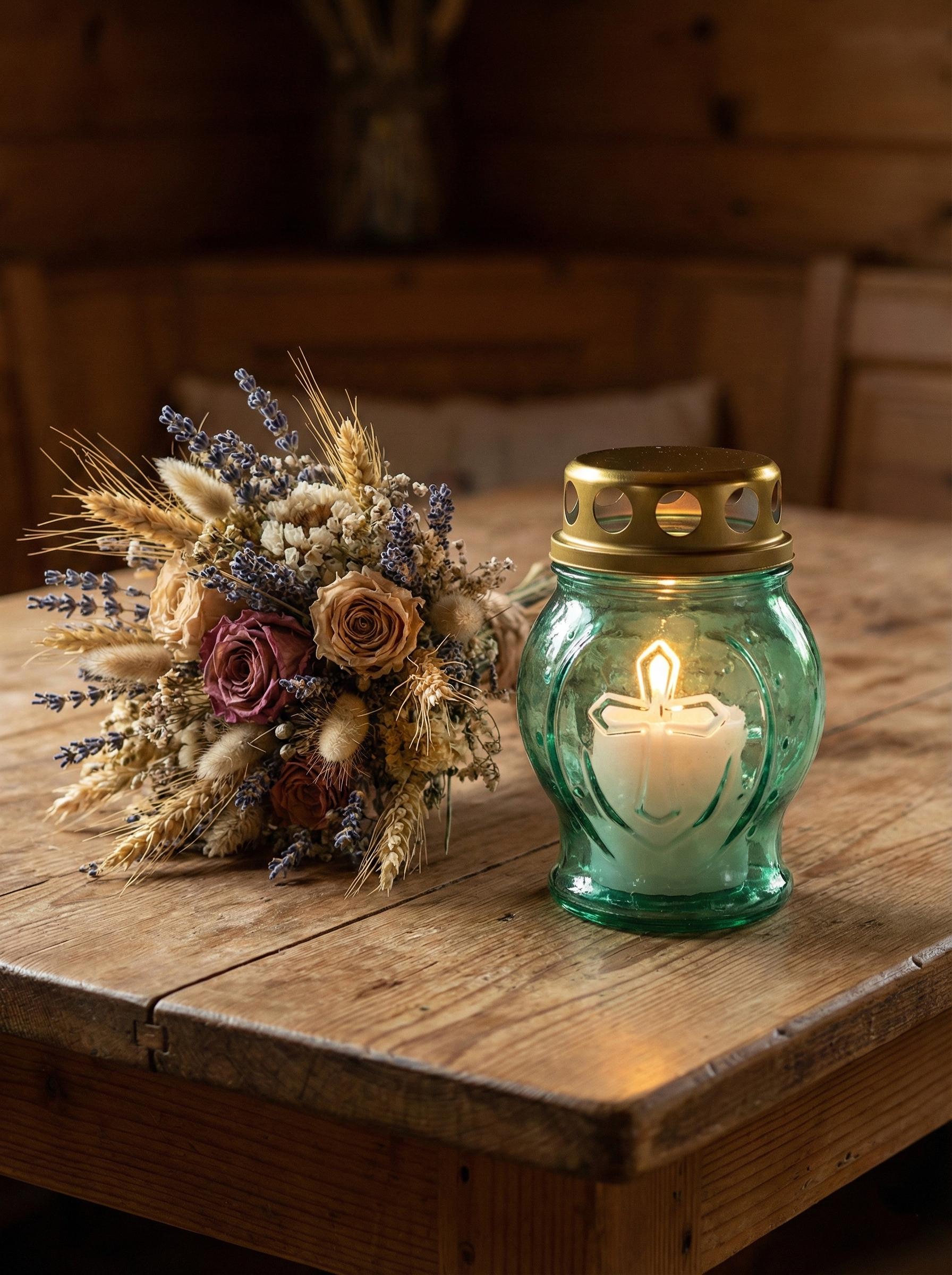Memorial Glass Candle Lamp Set | Lamp + 8-Hour Candle | Orthodox Memorial Light