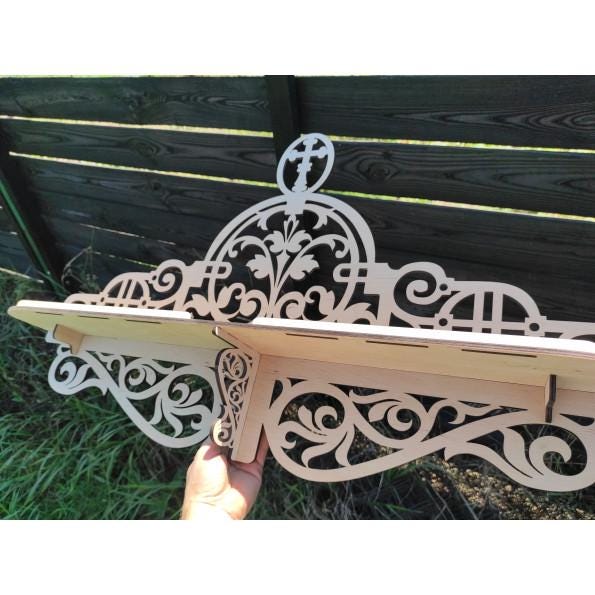 Wooden Icon Shelf, Orthodox Iconostasis, Prayer Corner Shelf, Christian Home Decor