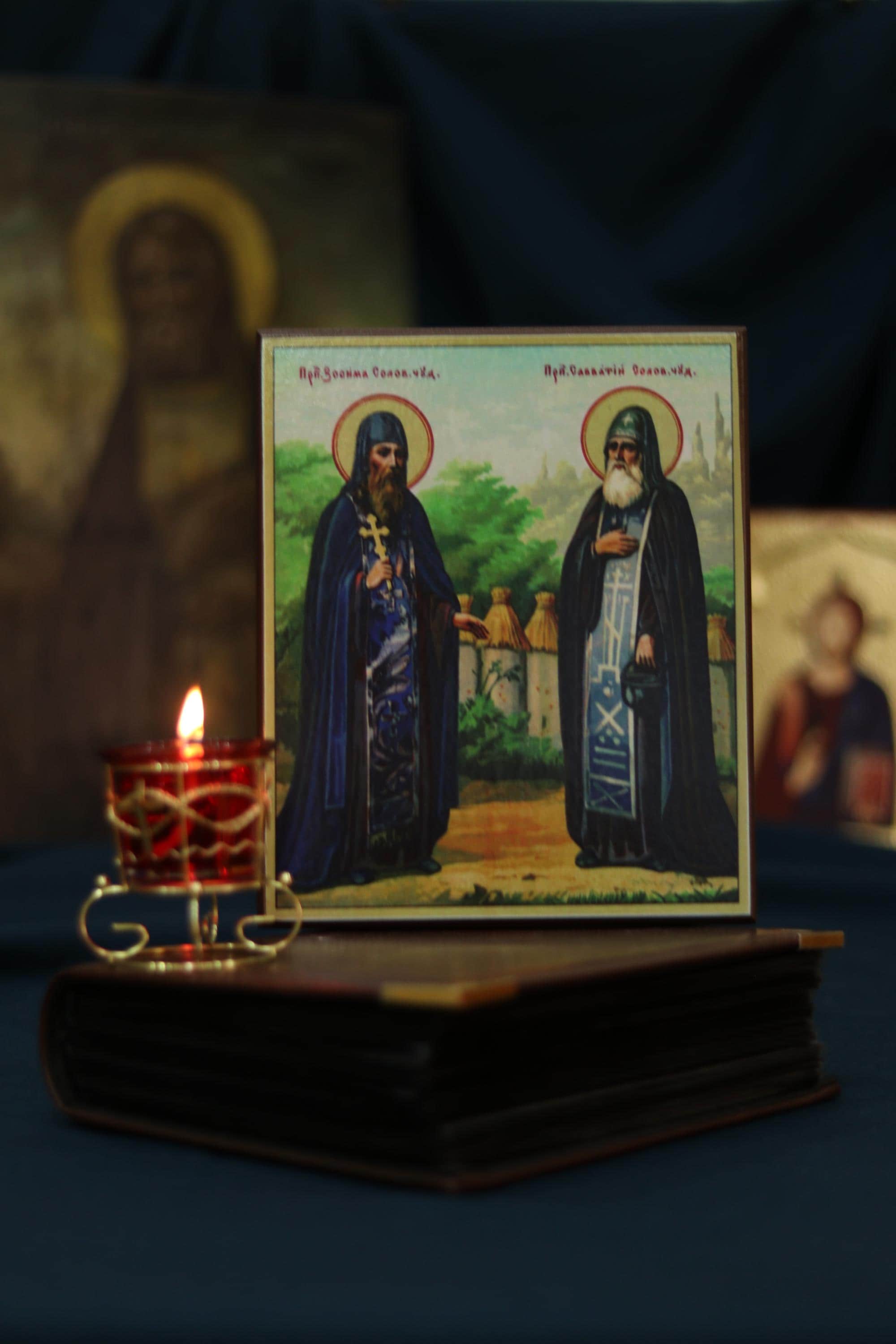 Saints Saints Zosima and Savvatiy of Valaam Icon Wooden Orthodox 6.3x4.7in