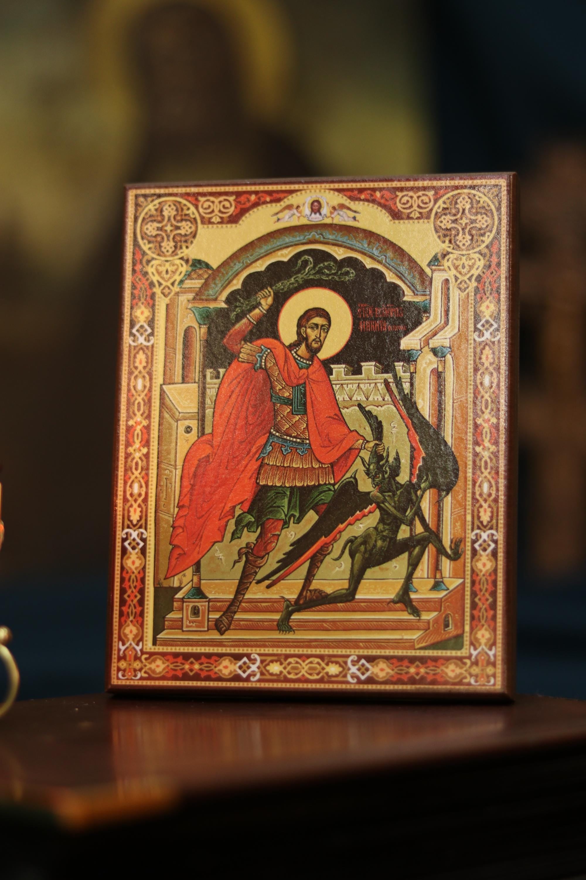 St George Icon on Wood 6.3x4.7 in 200g, Orthodox Religious Decor