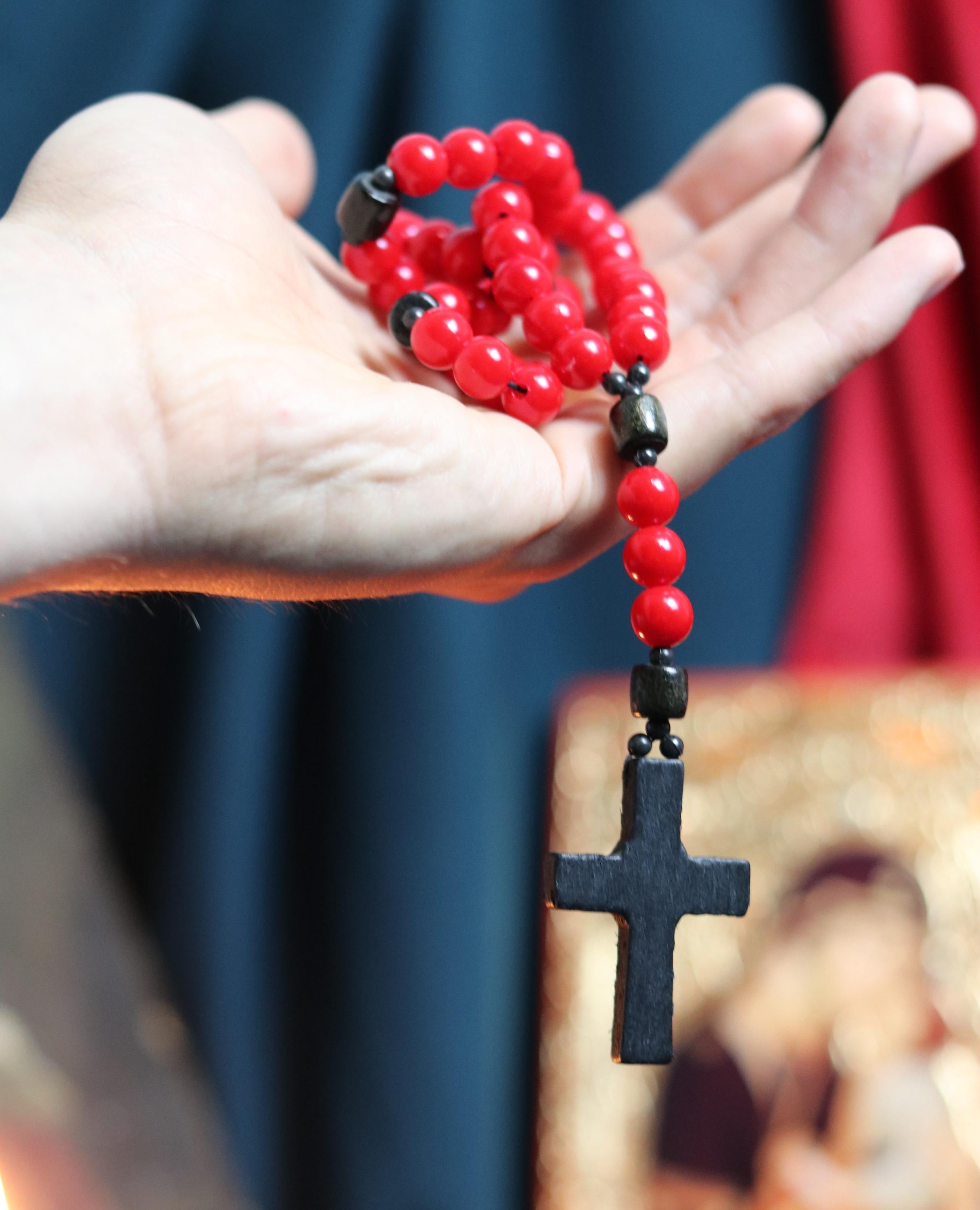Orthodox Wooden Prayer Beads with Tassel – Handmade Black Wood Orthodox rosaries, Prayer beads, Orthodox prayer rope, Red komboskini