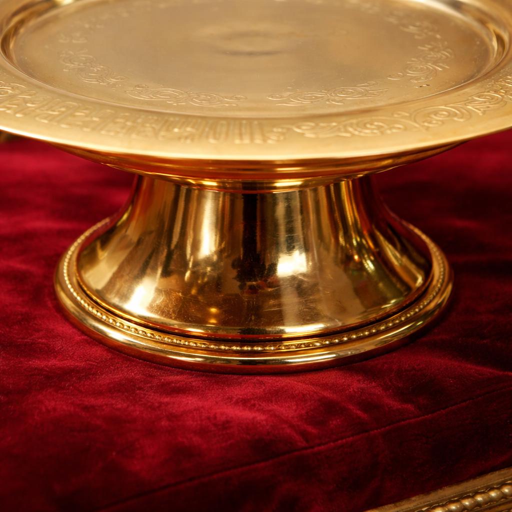Orthodox Diskos Paten Large Church Plate Brass Lacquered