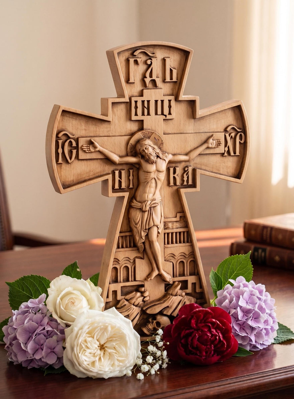 Wooden Orthodox Cross 8 12 16 20 Inch, Wooden Cross, Crucifix, Jesus Christ Cross, Orthodox Cross, Wall Cross, Christian Decor