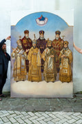 Icon of selected saints, icon on canvas, oil icon, full-length icon of saints, academic style icon, painting of saints, selected saints