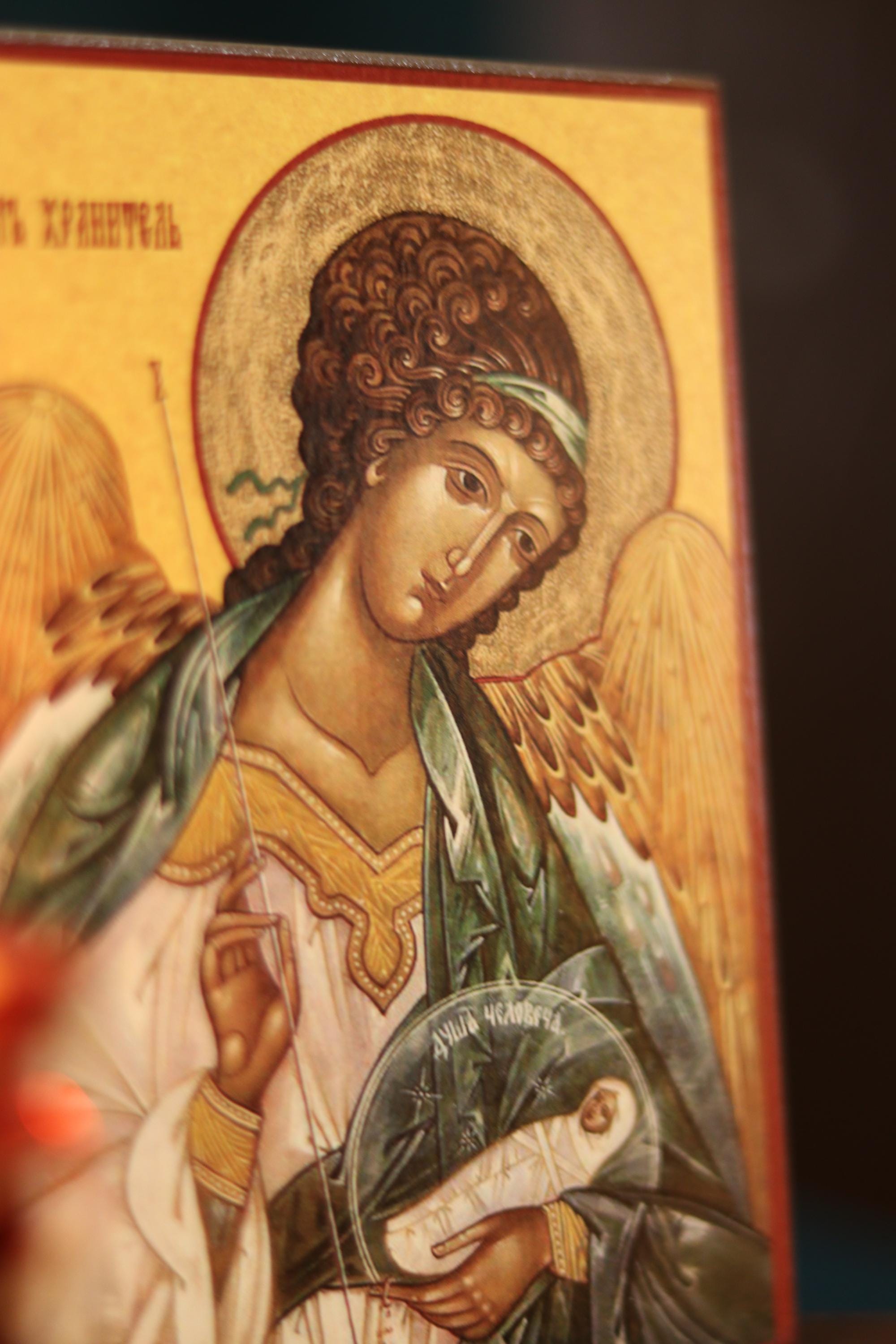 Wooden Orthodox Icon 6.3in, Guardian Angel Icon, Christian Icon