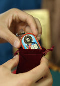 Wooden Icon Set 2pcs 1.4x1.8in 30g, Jesus Christ Icon, Virgin Mary Icon, Orthodox Pendant, Car Religious Charm, Christian Gift