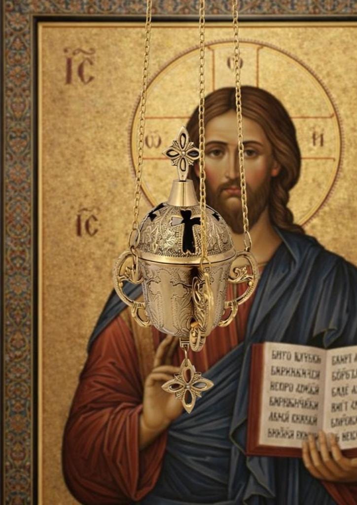 Brass Hanging Vigil Lamp Nickel Plated Orthodox Lamp 6.7in Church Decor