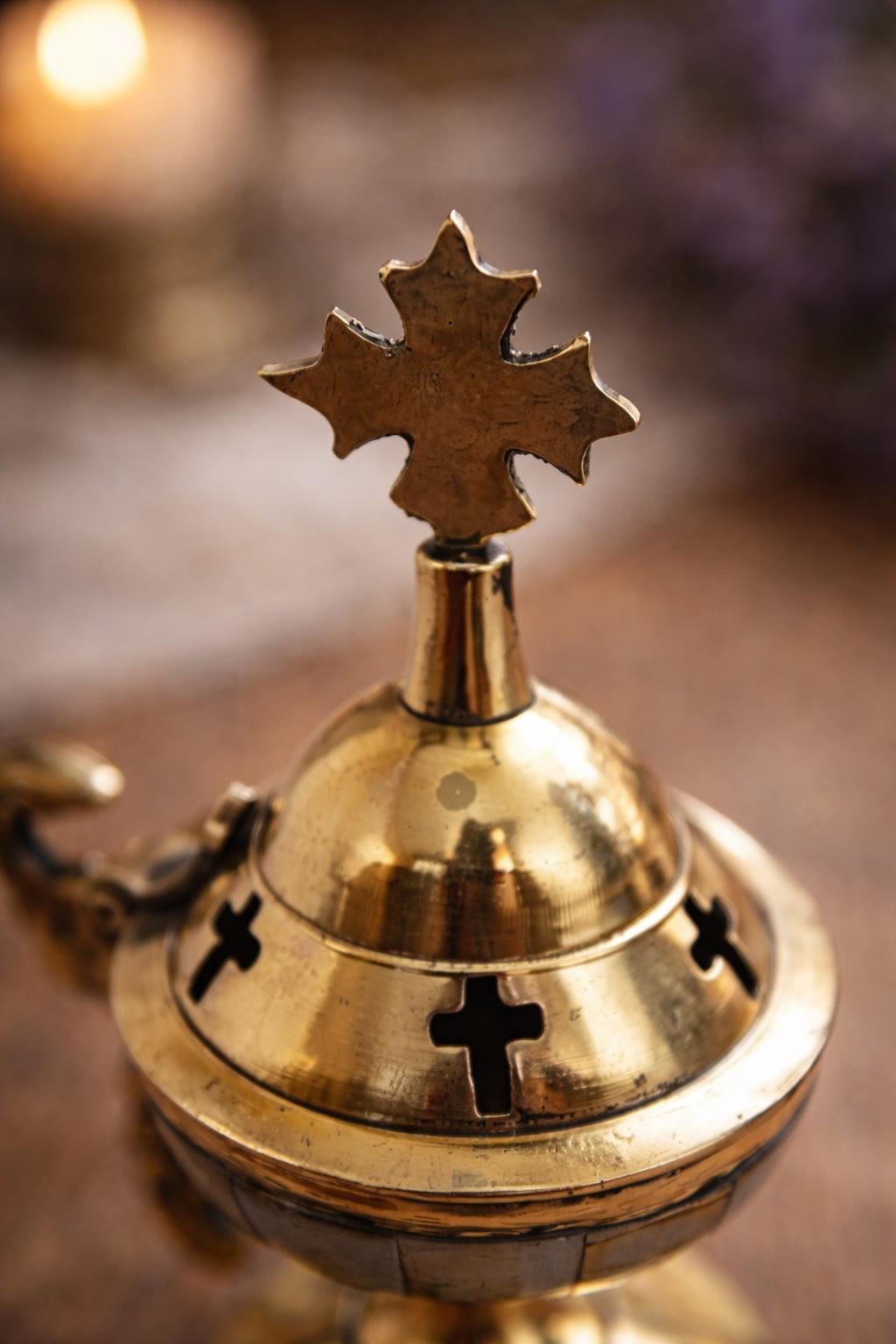 4.9in Metal Orthodox Incense Burner, Home Censer, Church Incense Holder