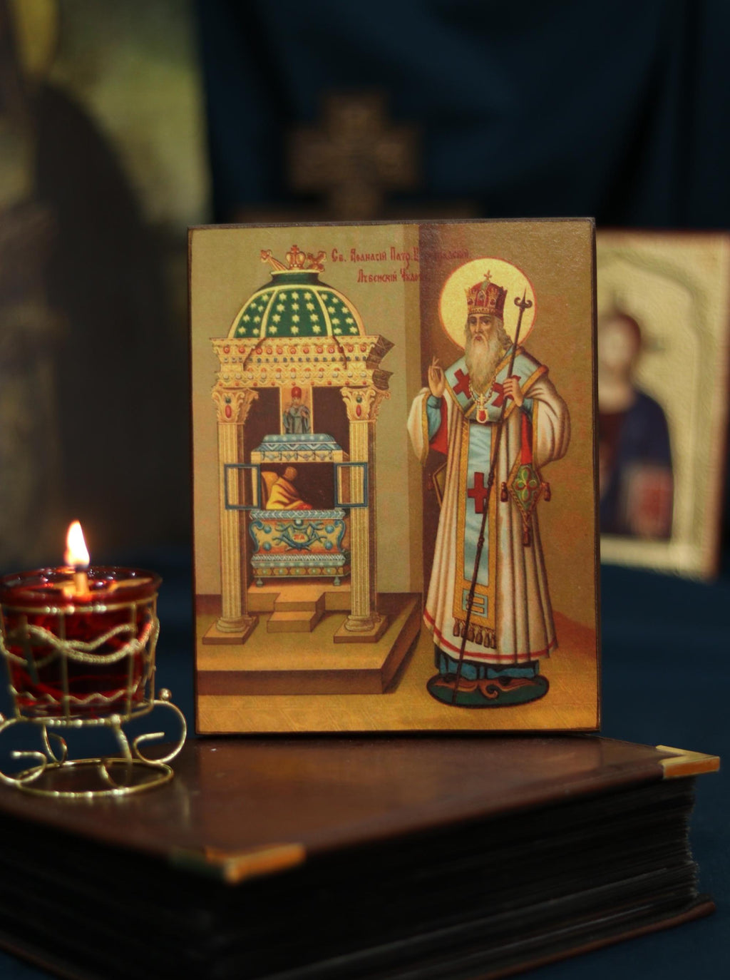 Saint Athanasius Patriarch of Constantinople Orthodox Wooden Icon Lubny
