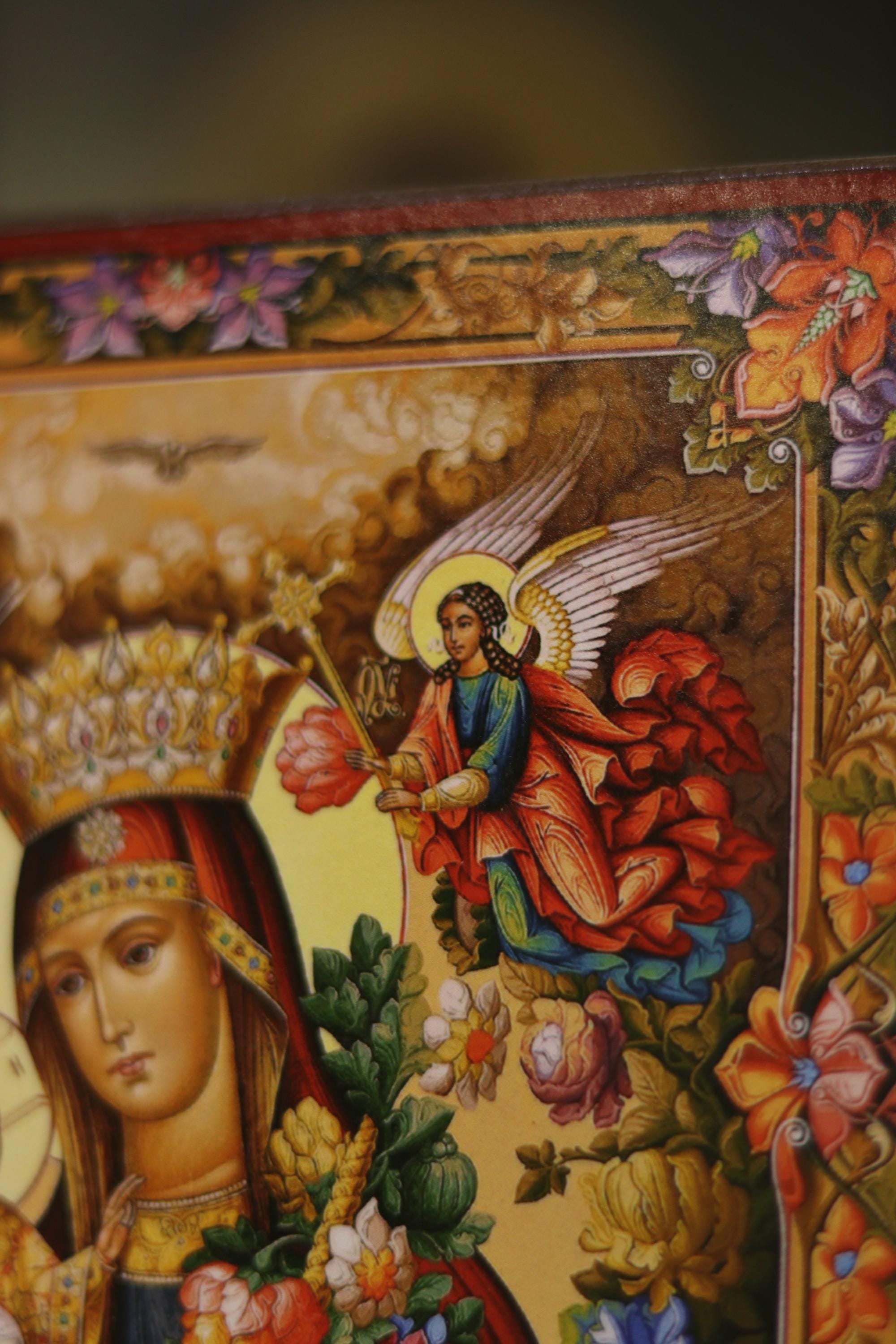 Unfading Flower Mother of God Icon Wooden Icon Orthodox