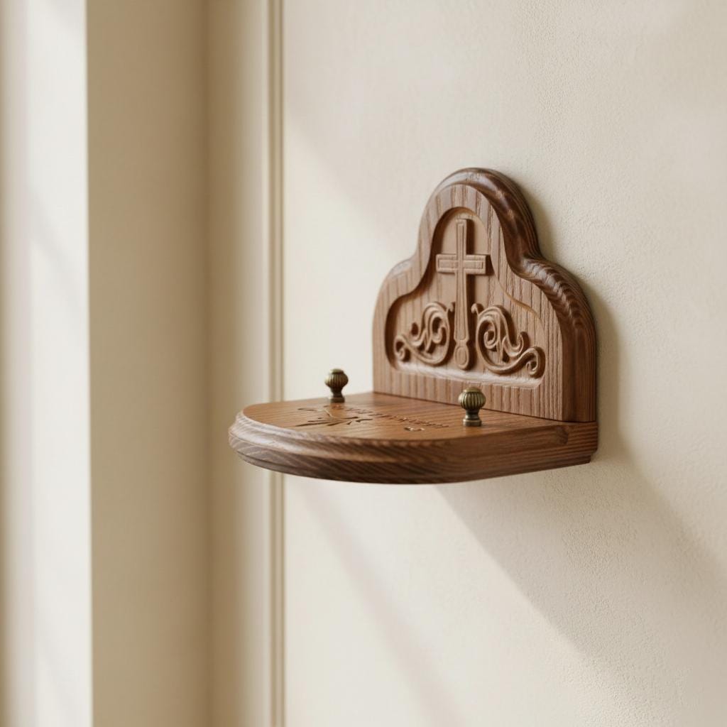 Wooden Icon Stand Ash Wood 6.7x5.9in, Orthodox Icon Holder, Hand Carved Icon Stand