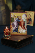 Visitation Icon, Orthodox Wooden Icon, Virgin Mary & Saint Elizabeth