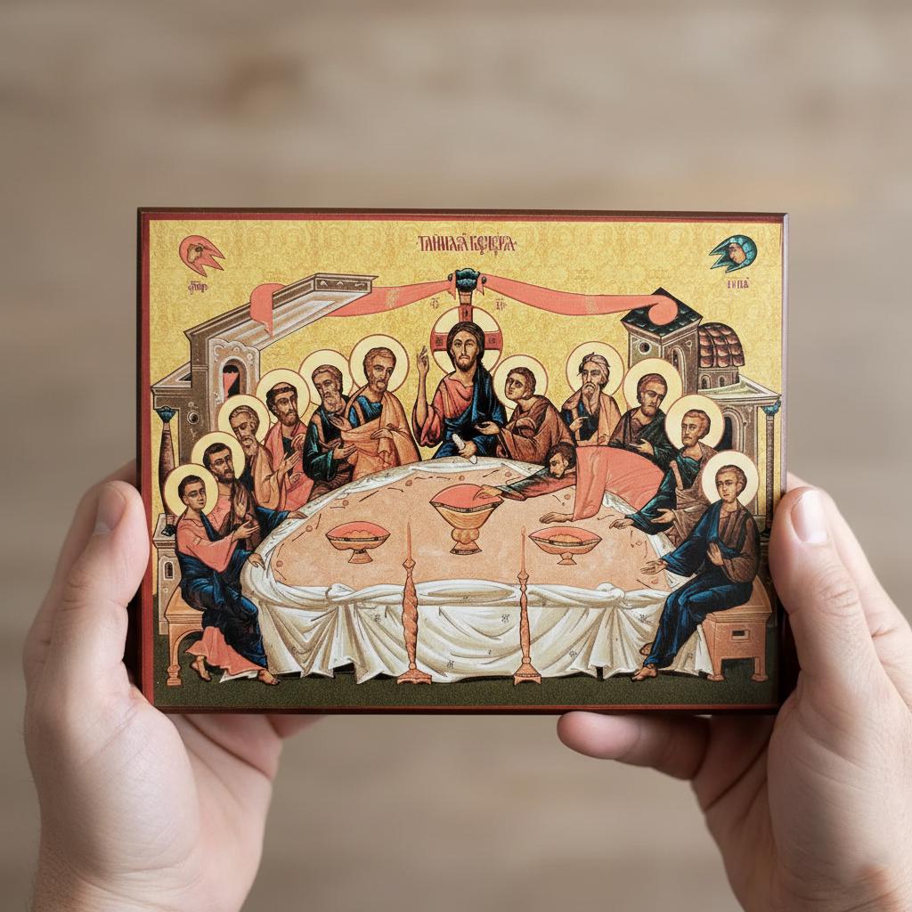 Ash Wood Icon , Secret Supper Icon, Orthodox Icon