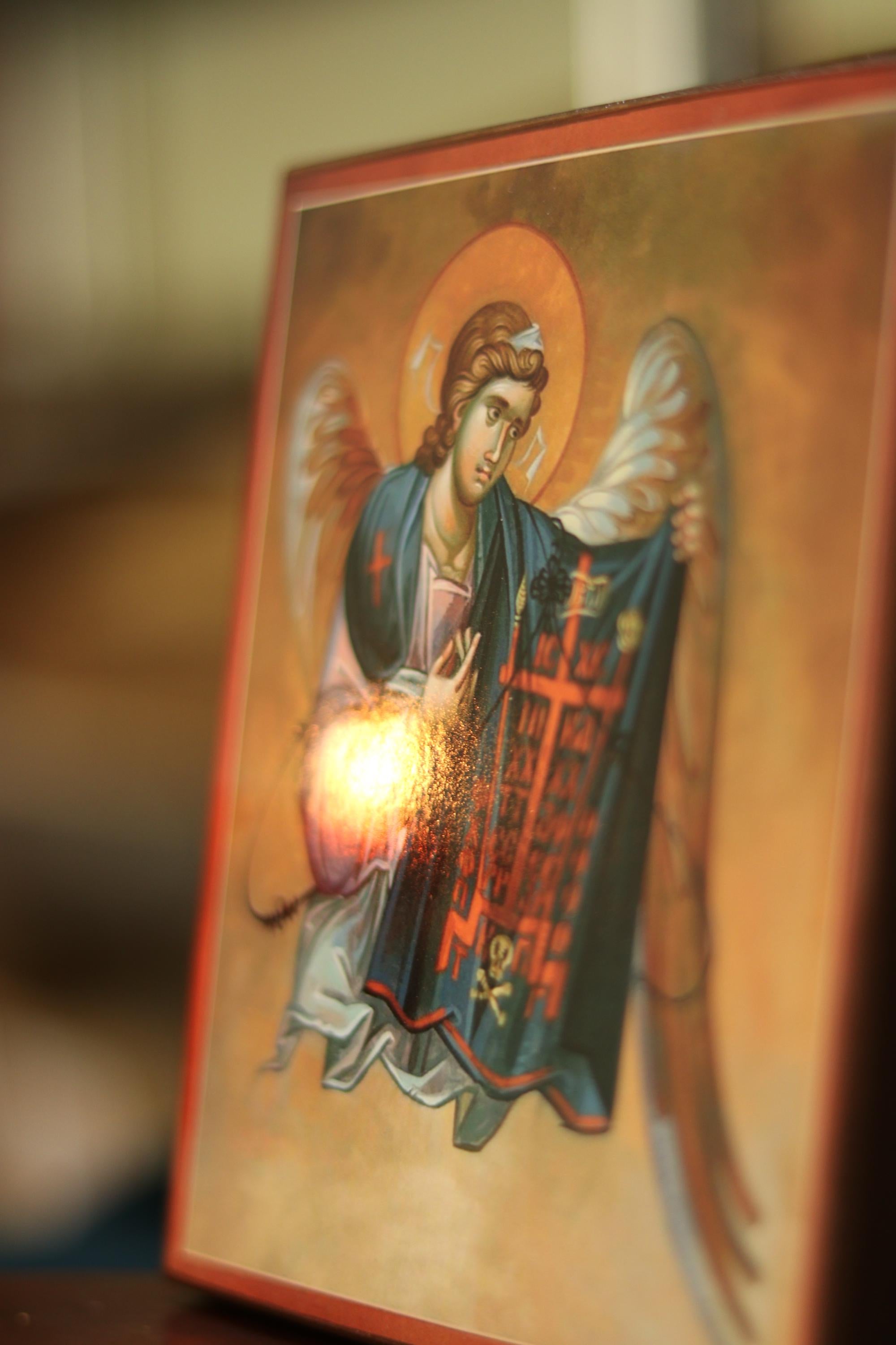 Wooden Orthodox Icon 6.3in, Guardian Angel, Christian
