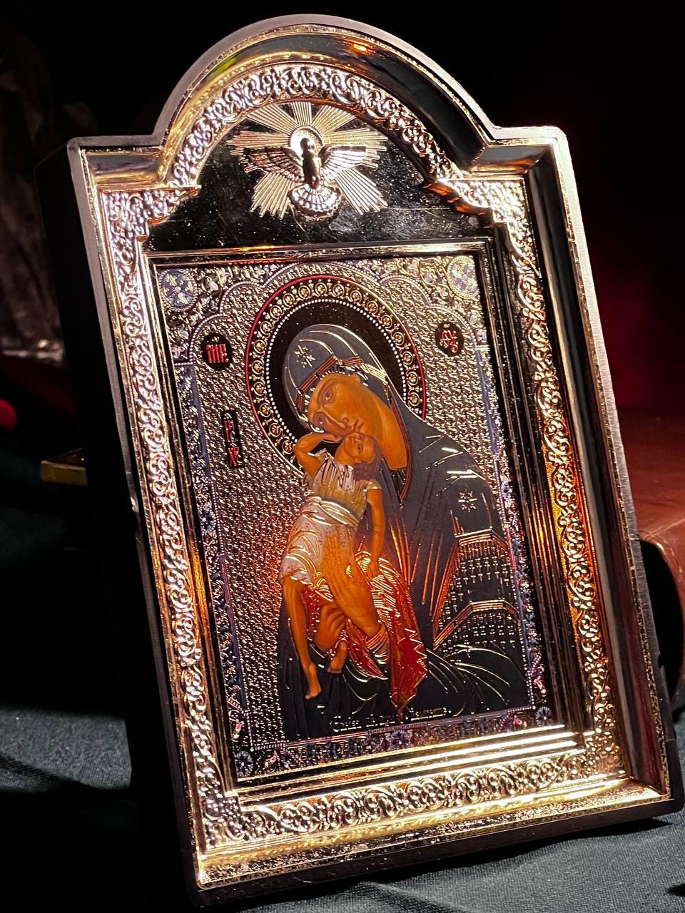 Icon of the Virgin Mary, God's mother, "Playing with the Child" icon, Orthodox icon, Orthodox christian, Christianity art, Icon 14x19 cm