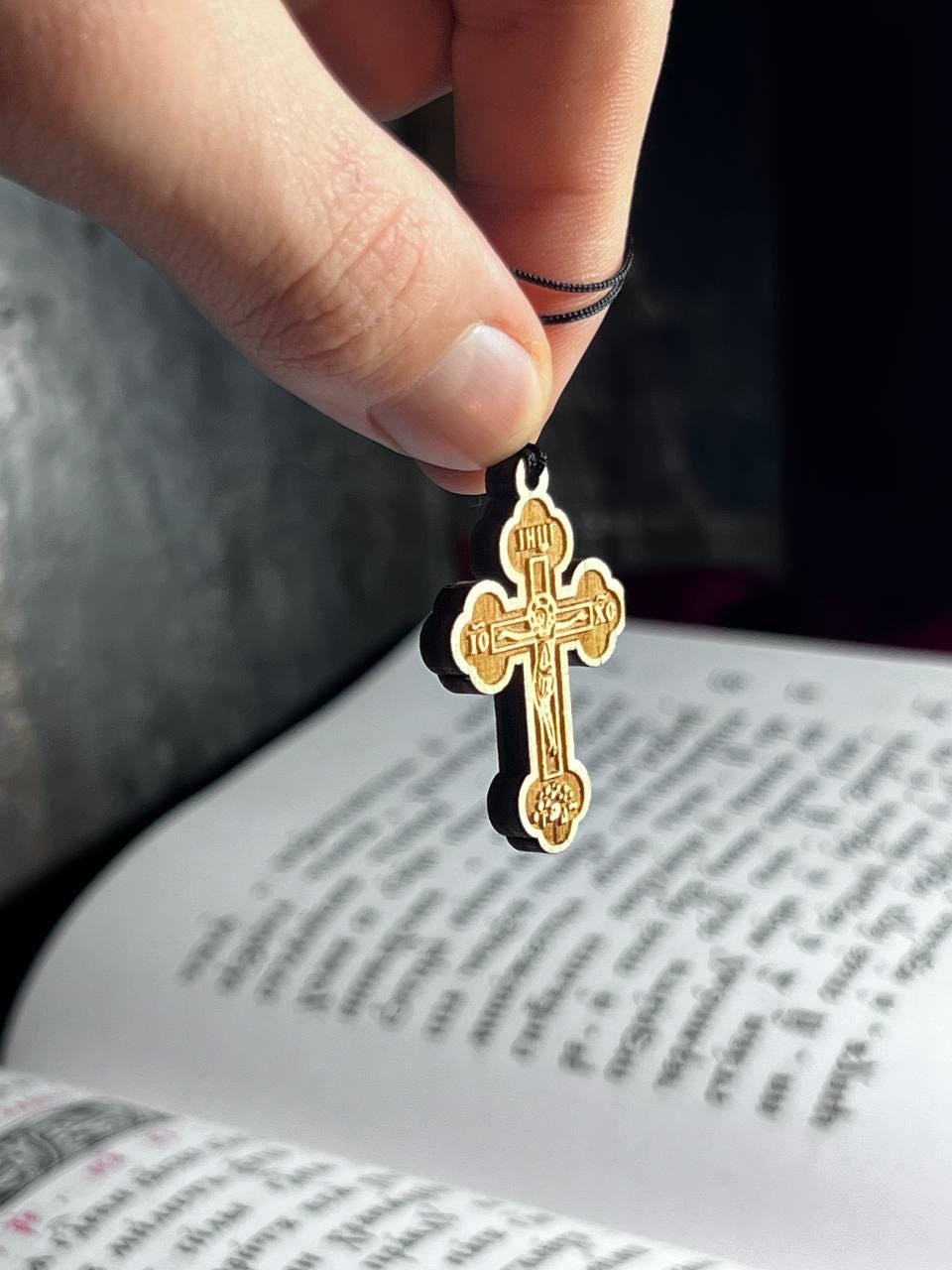 Orthodox Wooden Cross Pendant – Compressed Wood, Jesus Crucifix, Blessed in Church, Orthodox cross, Orthodox icon