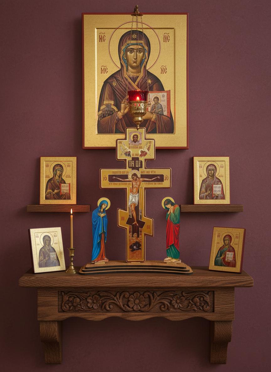 Mini Table Golgotha 8.27 in, Wooden Orthodox Crucifix, Golgotha Cross, Christian Altar Cross, Prayer Corner Decor, Religious Gift