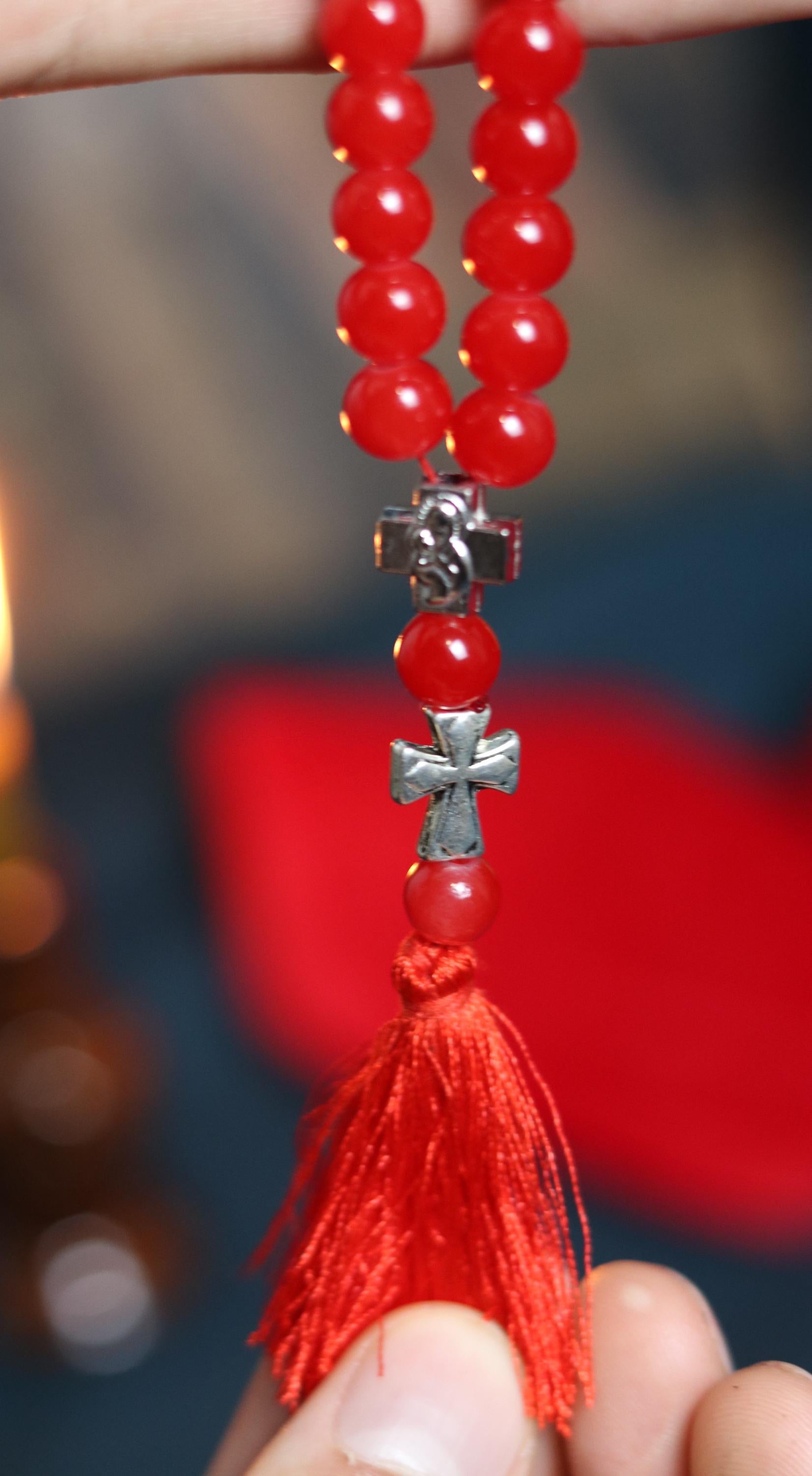 Orthodox Wooden Prayer Beads with Tassel – Handmade Black Wood Orthodox rosaries, Prayer beads, Orthodox prayer rope, Red komboskini