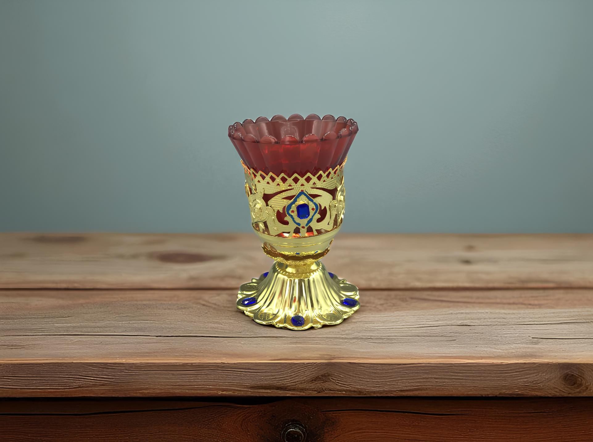 Brass Table Icon Lamp 12cm x 9cm, Orthodox Oil Lamp, Vintage Oil Candle, Retro Icon Lamp, Glass Oil Lamp, Orthodox Christian Prayer Lamp