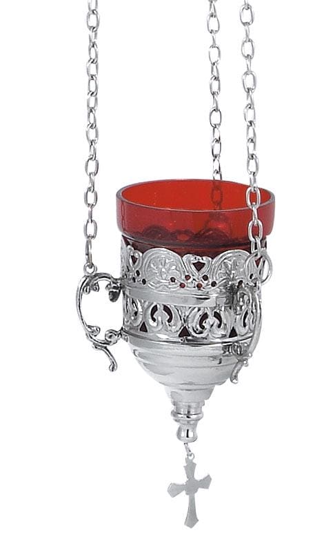 Orthodox Nickel Brass Vigil Hanging Oil Lamp 3.5 in.