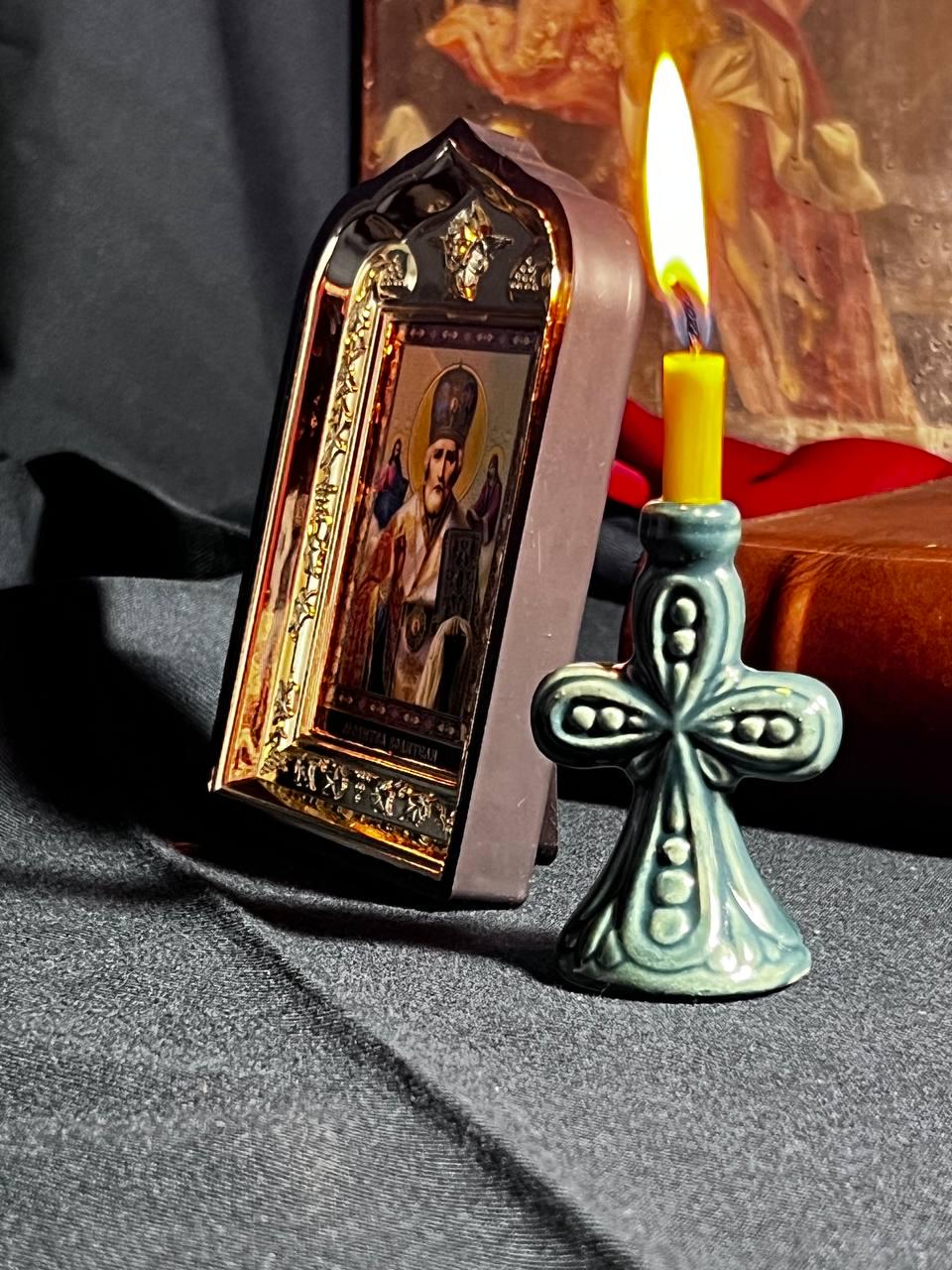 Orthodox candlestick, Ceramic candlestick, Orthodox icon, Orthodox cross, Small candlestick, Retro candlestick, Gift candlestick.