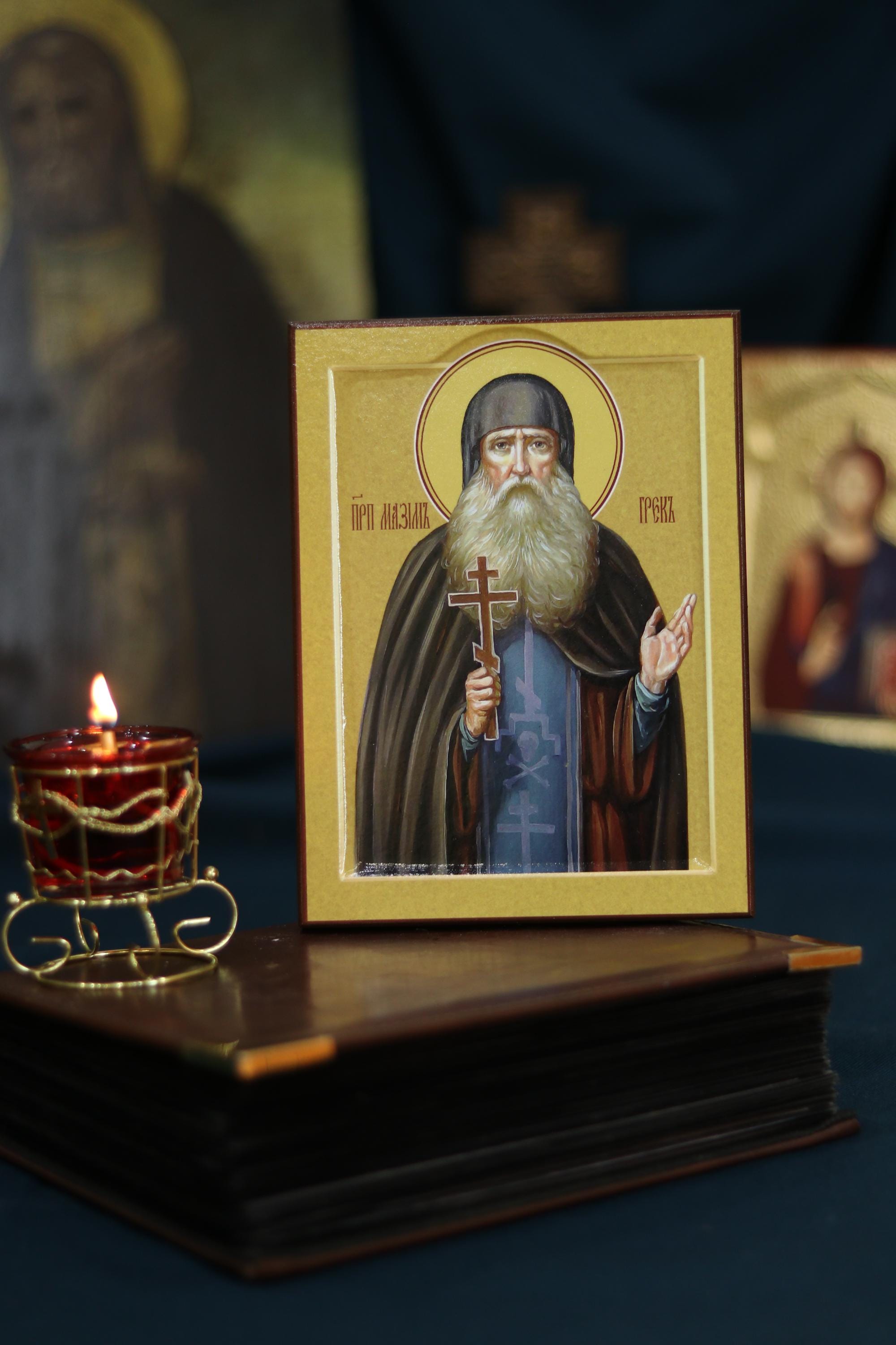 Saint Maximus the Greek Orthodox Wooden Icon Christian Prayer