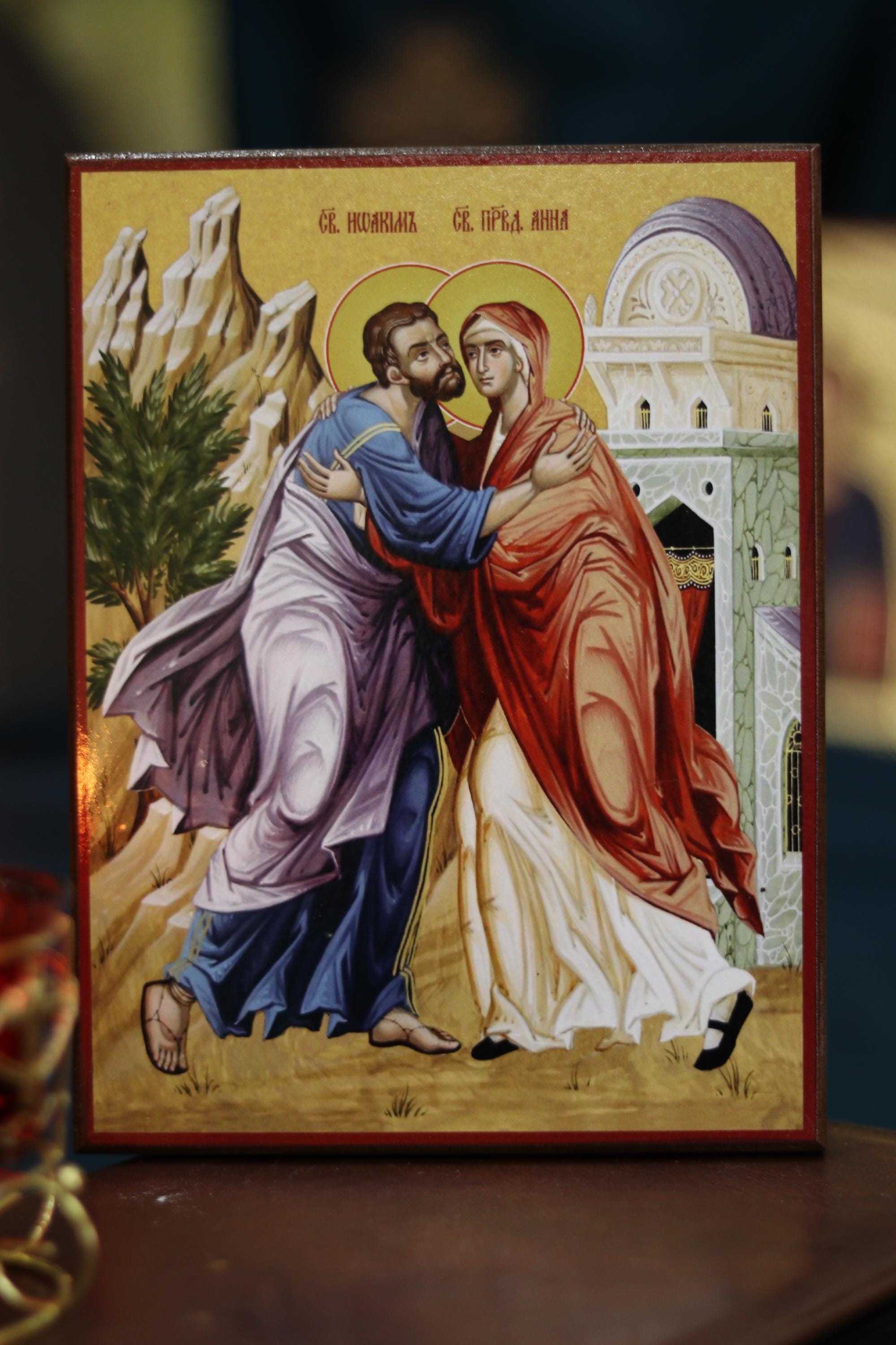 Visitation Icon, Orthodox Wooden Icon, Virgin Mary & Saint Elizabeth