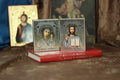 Wooden Diptych 3.9×4.7 in/10×12 cm, Blessed Orthodox Icons, Mother of God, Christ Pantocrator.