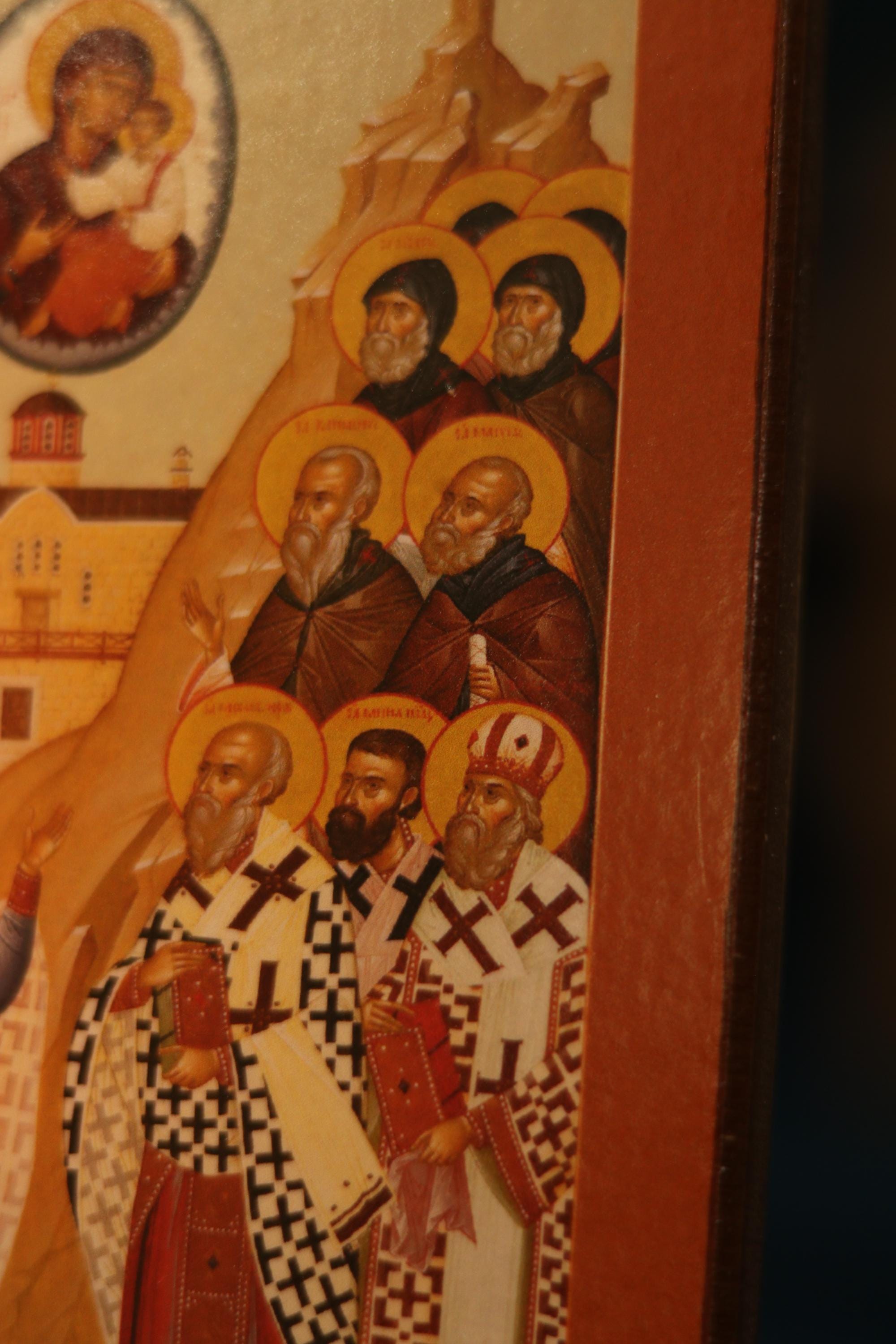 Orthodox Wooden Icon ches Icon, Synaxis of Zverynets Monks