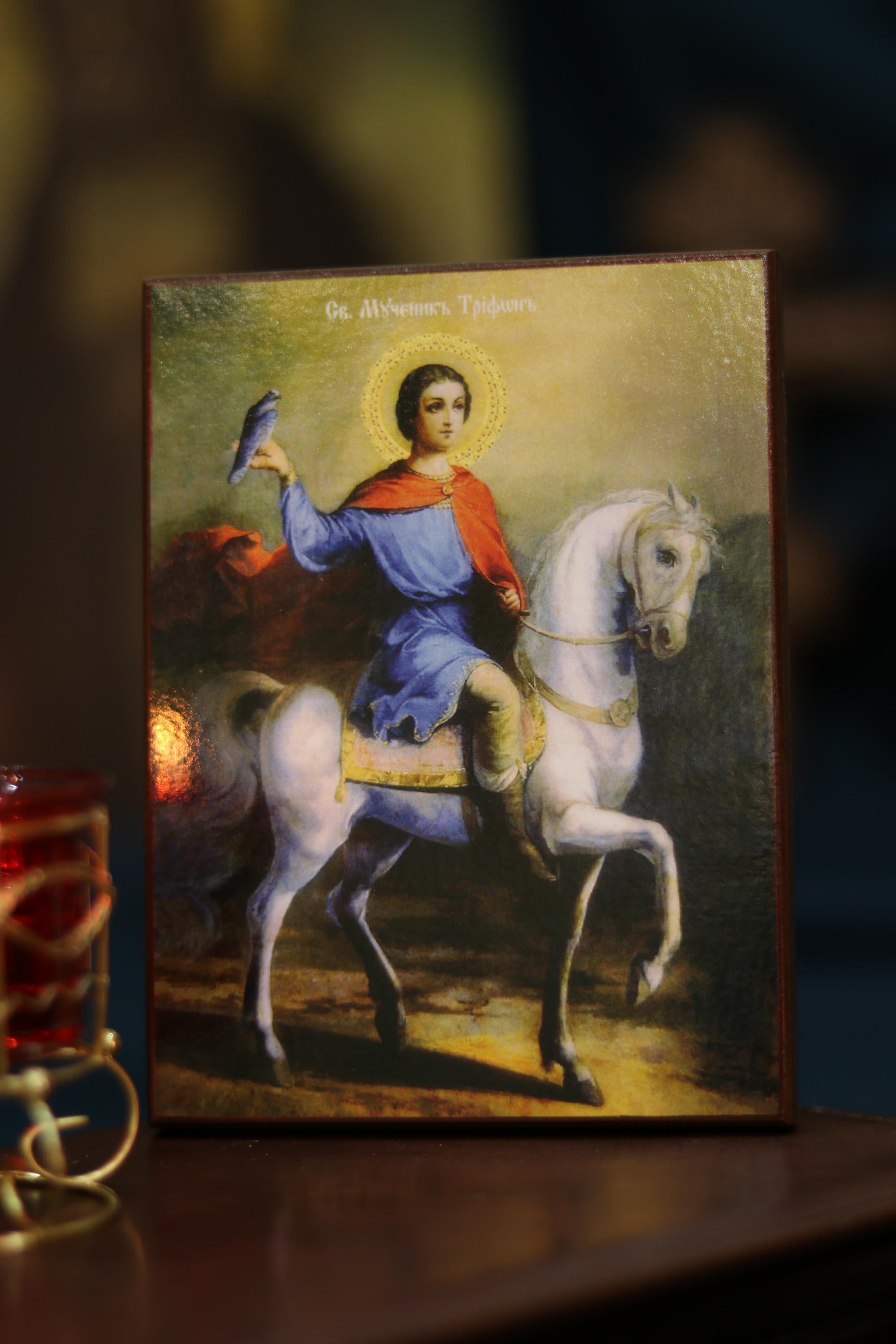 Saint Tryphon on Horse Icon Wooden Icon Orthodox Icon