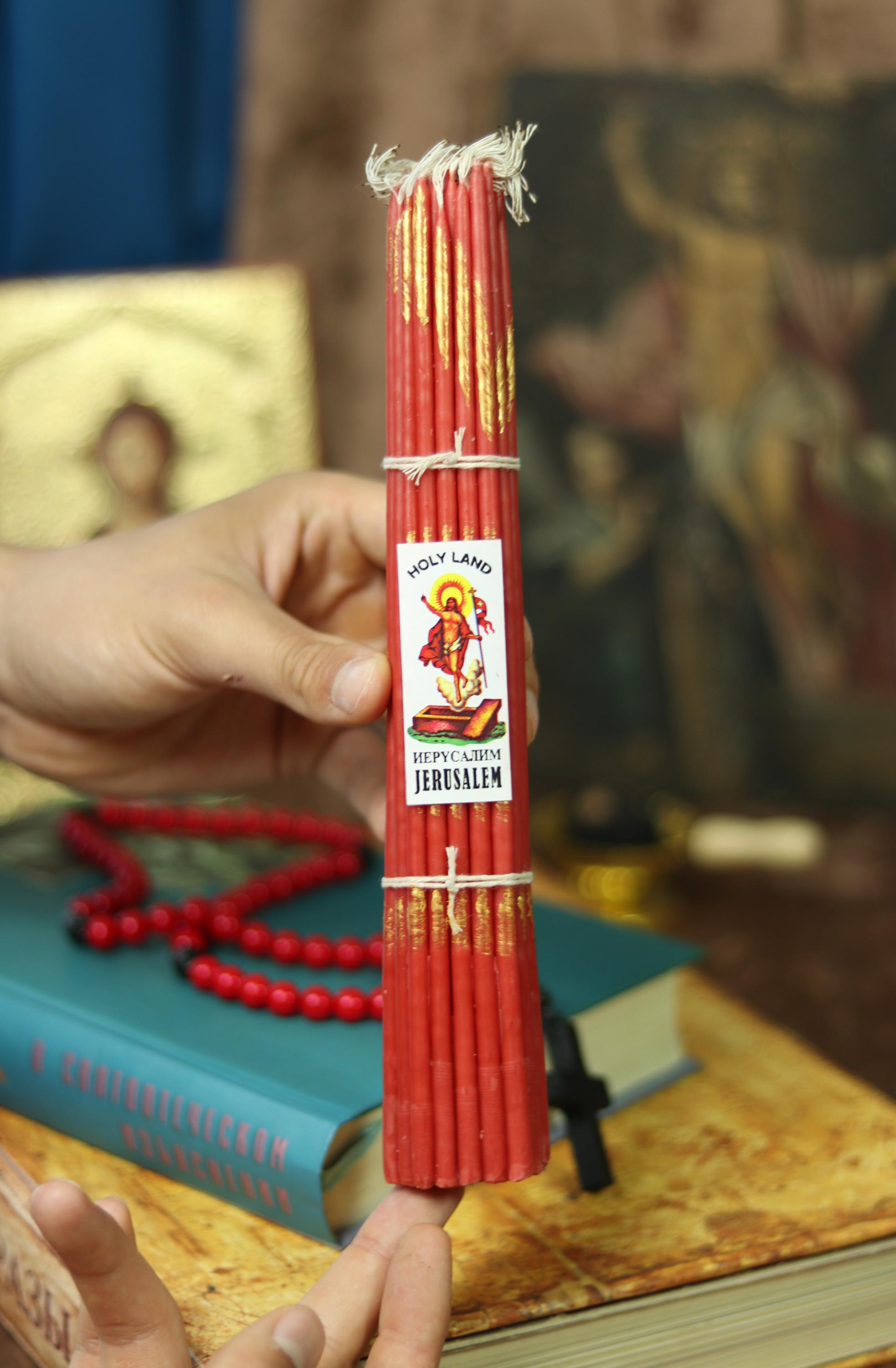 Red Jerusalem Candles 33pcs, Orthodox Candles, Church Candles, Prayer Candle, Religious Candles, Christian Candles, Spiritual Candles