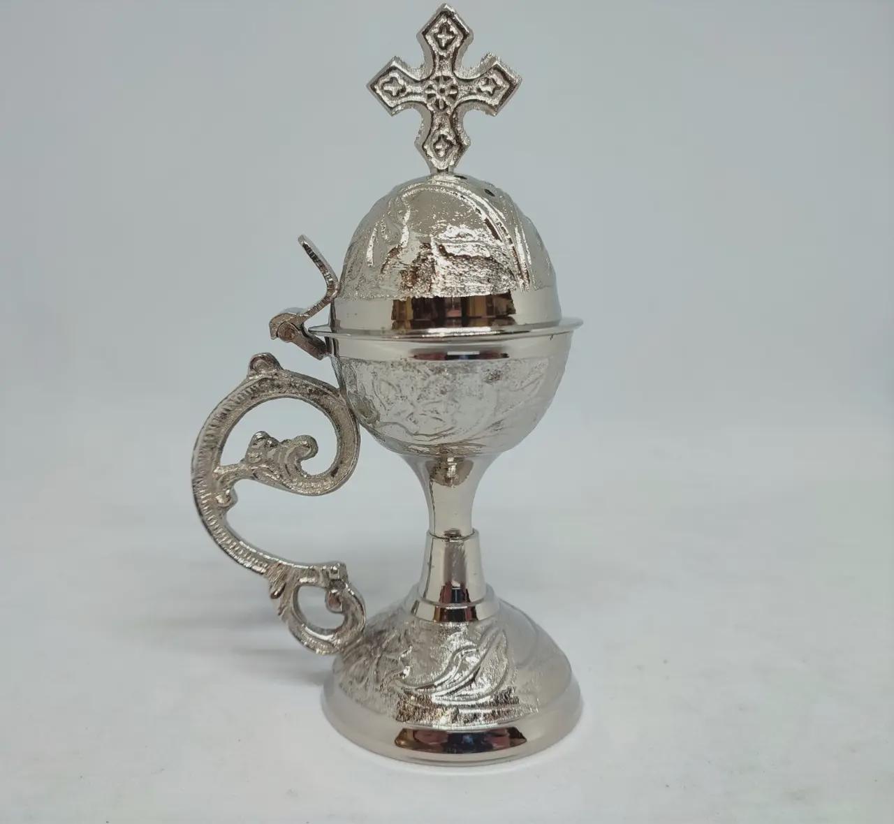 Orthodox Prayer Set: 5.5 in × 3.1 inch gold metal censer, 50 grams of incense, 6 charcoal tablets.