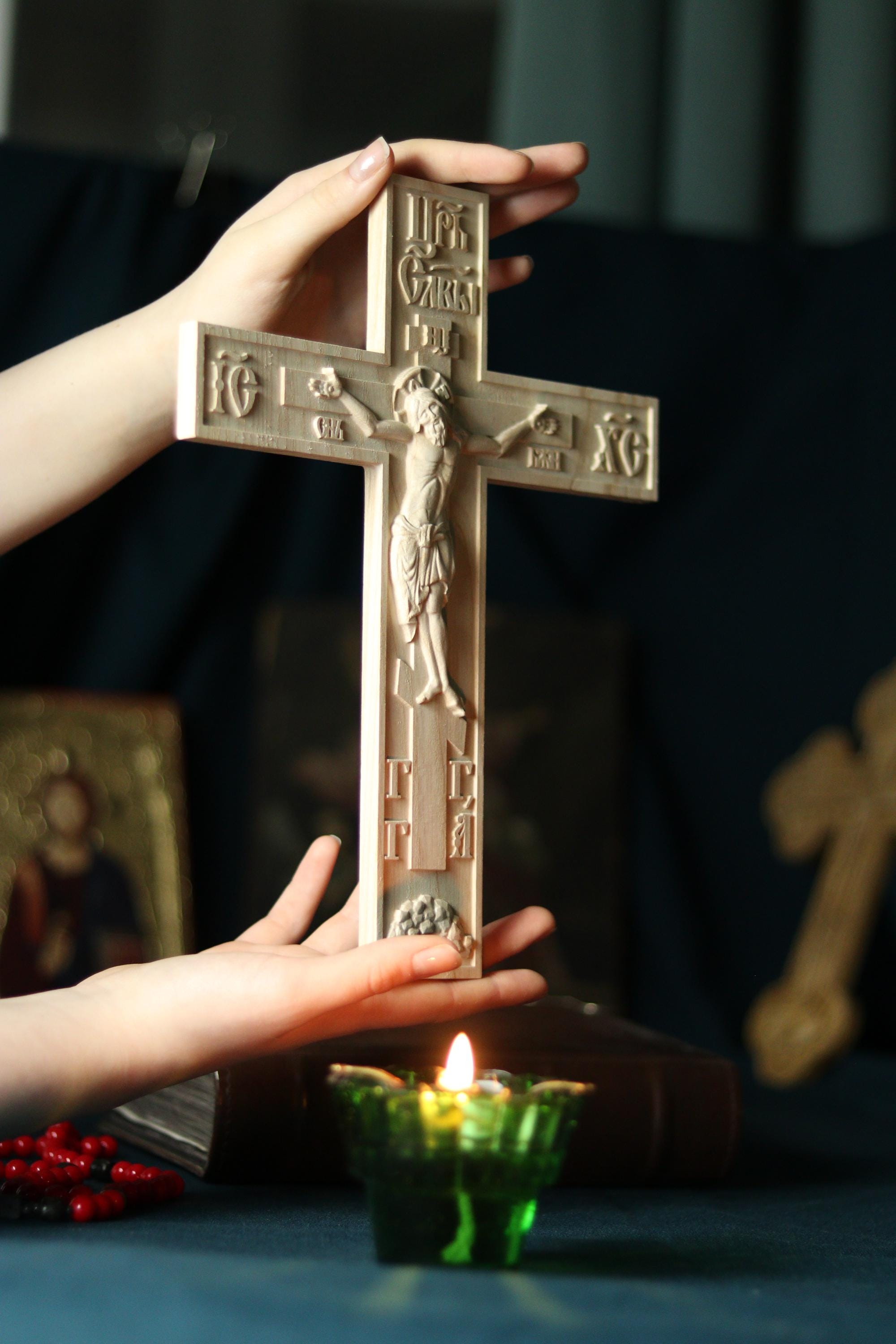 12in Beech Wood Cross 320g, Church Cross, Wooden Cross, Orthodox Cross, Crucifix Jesus Christ.